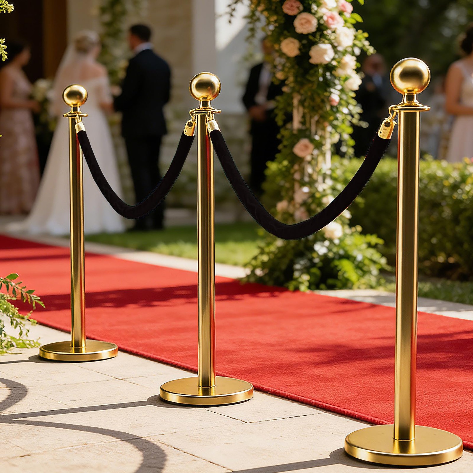 6 Pcs Velvet Stanchion Rope Decorations 5ft Crowd Control Ropes Safety Barrier