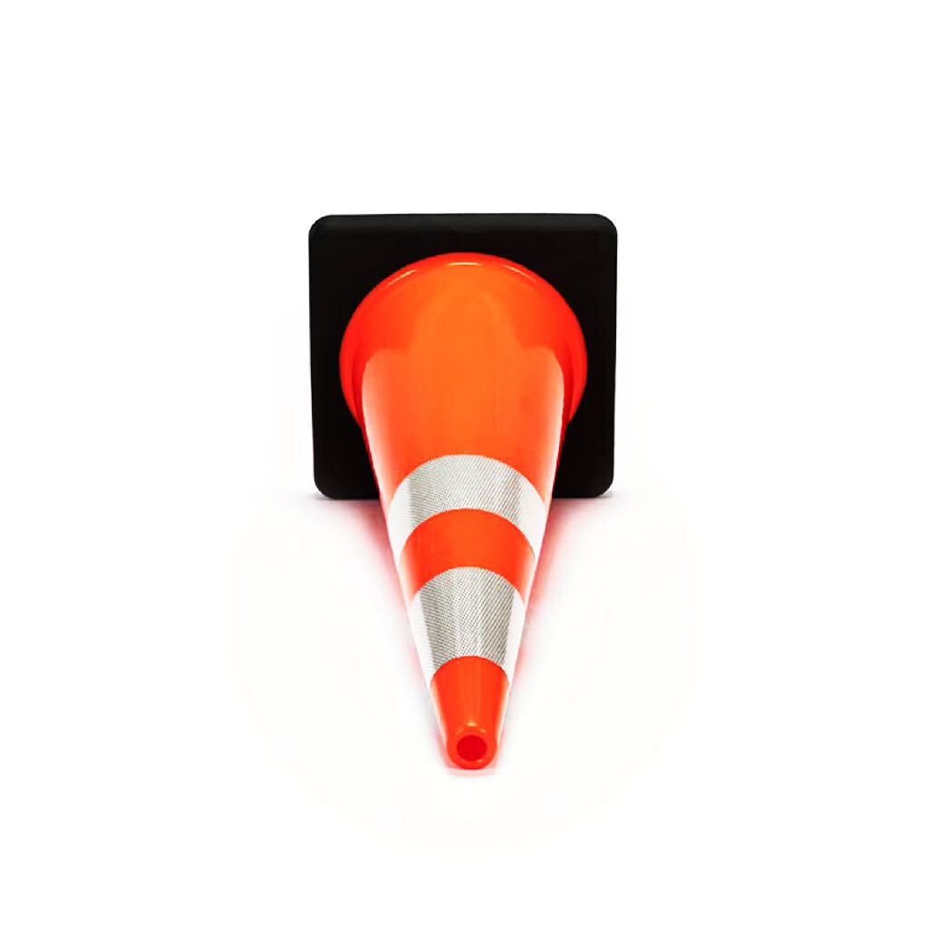 3-24PCS 28″PVC Traffic Safety Cones Black Base Reflective Road Parking cone