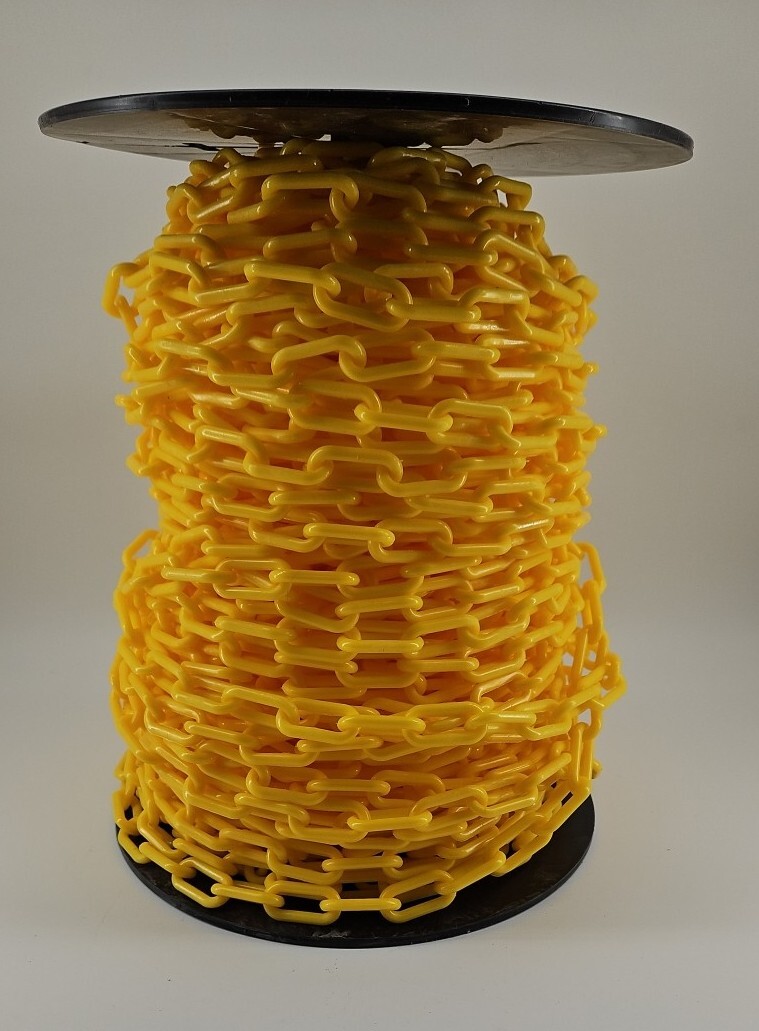 Mr. Chain – 30102 – Yellow Plastic Barrier Chain – 1.5″ x 200′ – Indoor/Outdoor