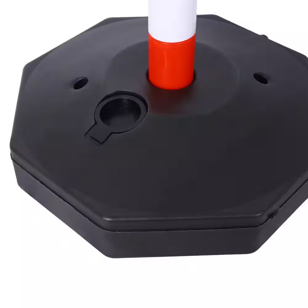 6-Pack White/Red Plastic Safety Barrier Post W/Fillable Base,5Ft Plastic Chain f
