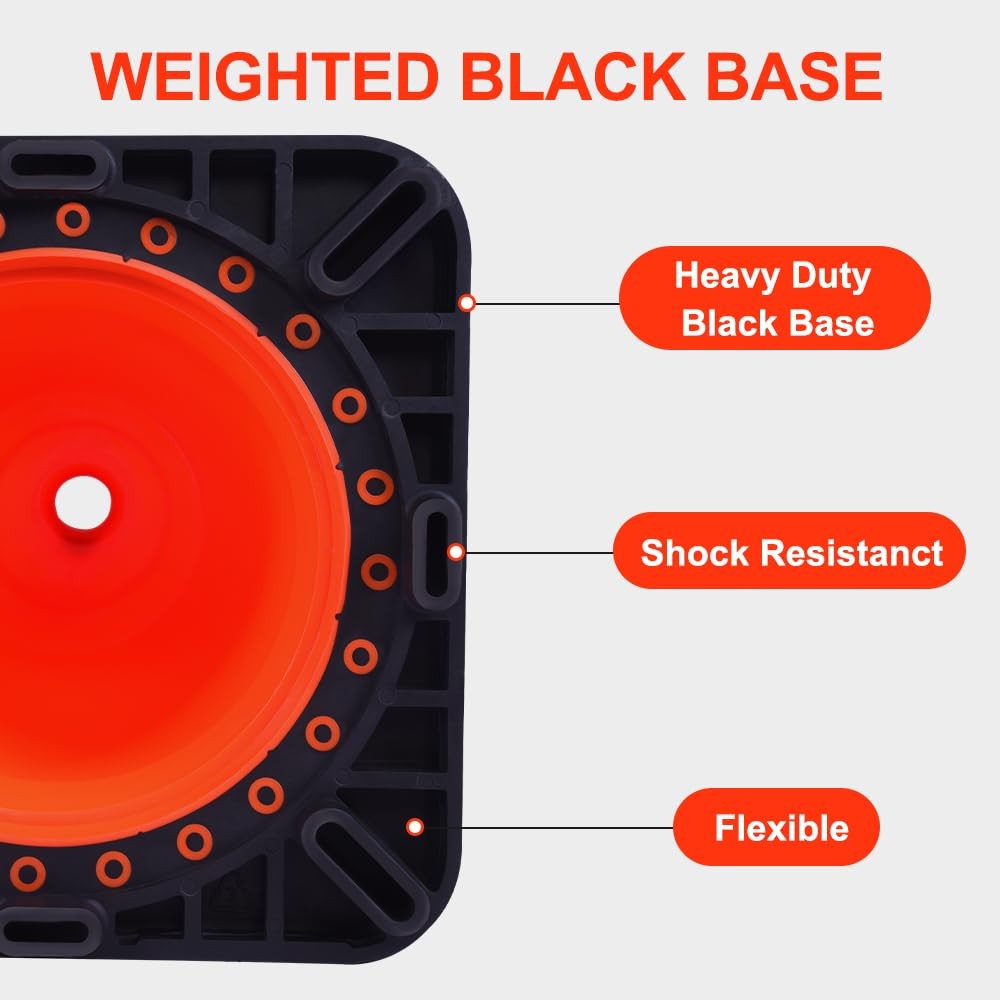 8 Cones Besea 28 Inch Orange Pvc Traffic Cones Black Base Construction Safety