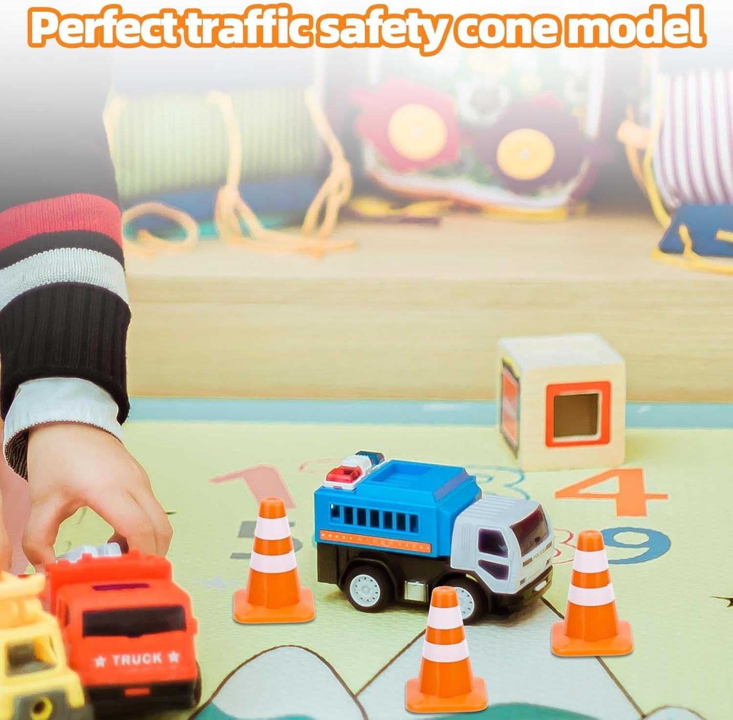 Realistic 8-Piece Mini Traffic Cone Set – 1.38in for Creative Scenes & Teaching