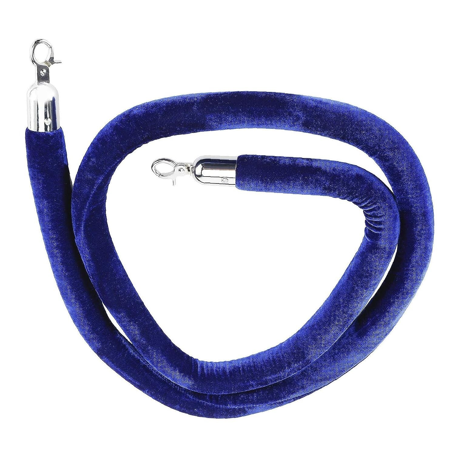 NovelBee 4pcs Blue Velvet Stanchion Ropes with Silver Hooks,10 Feet Stanchion Qu