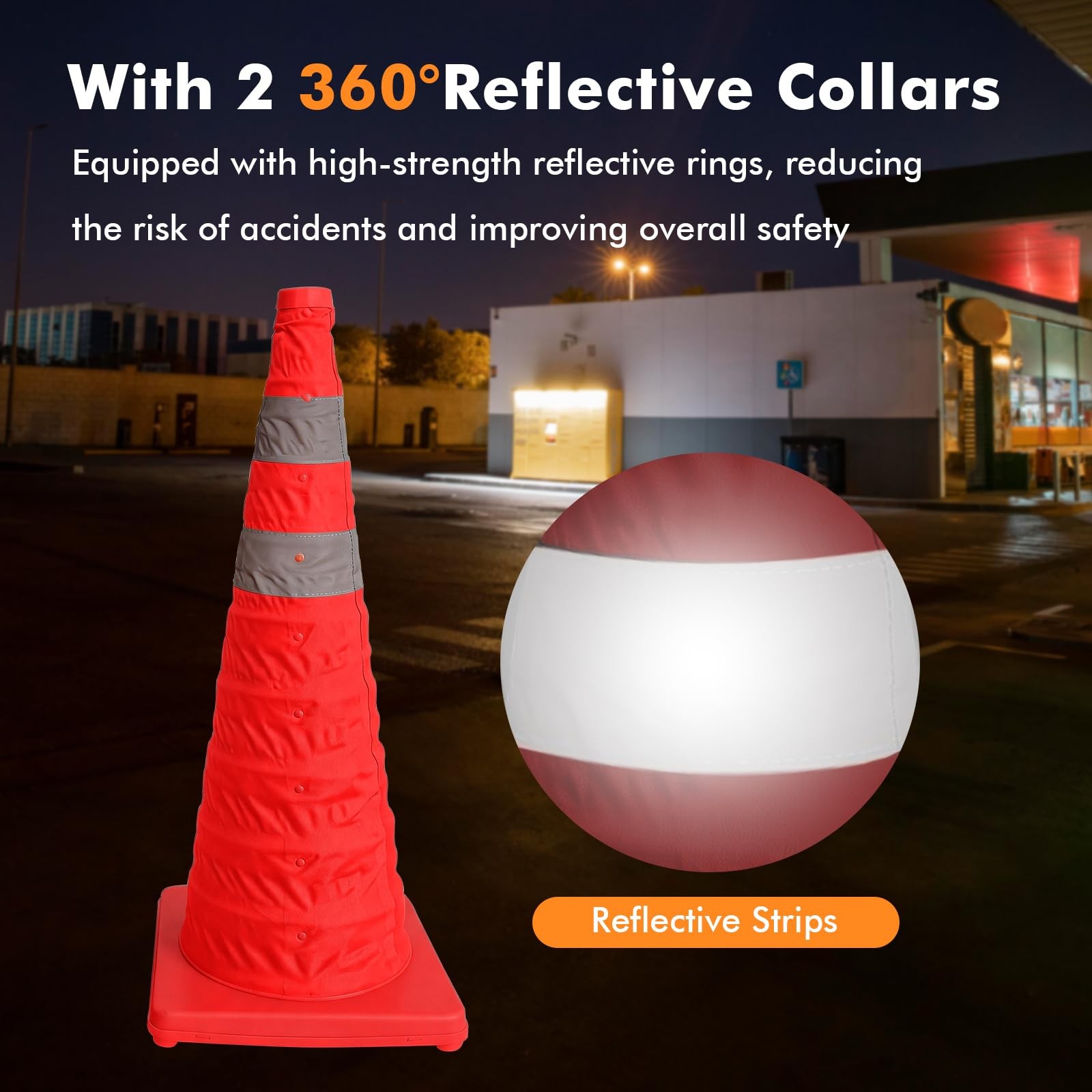 LH-GUARD 18 Inch 4Pack Collapsible Traffic Cones, Orange 18″ Safety Cones, Mu…