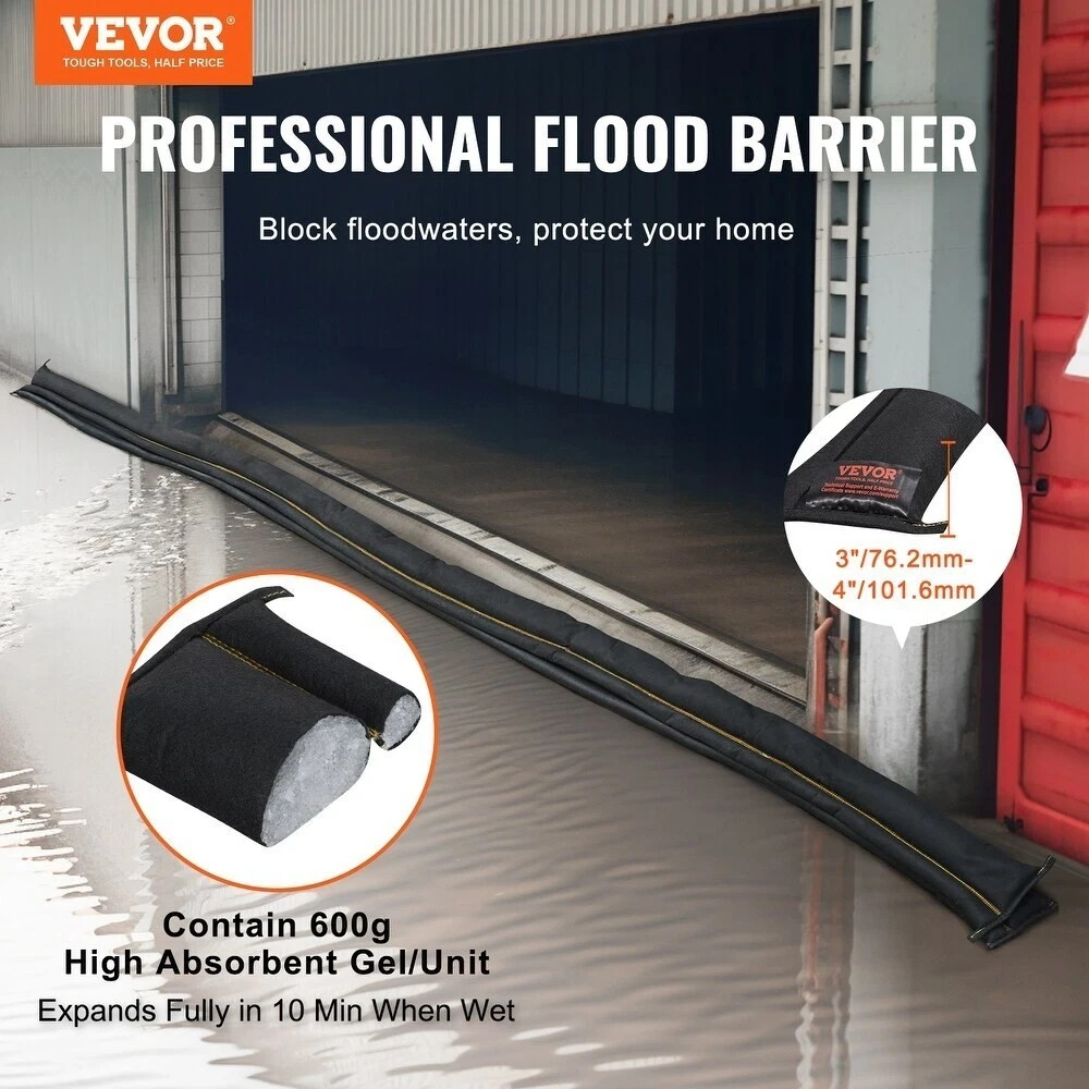 Flood Barrier Vevor Flood Dam Bag, 17FT x 6in, Water Activated