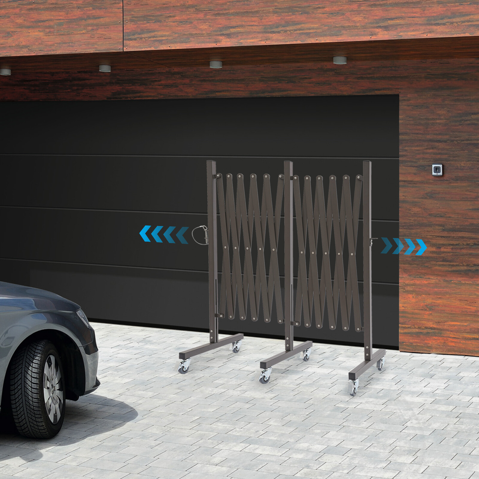 16.4′ Expandable Barricaded Barrier Retractable Traffic Fence Mobile Safety Gate
