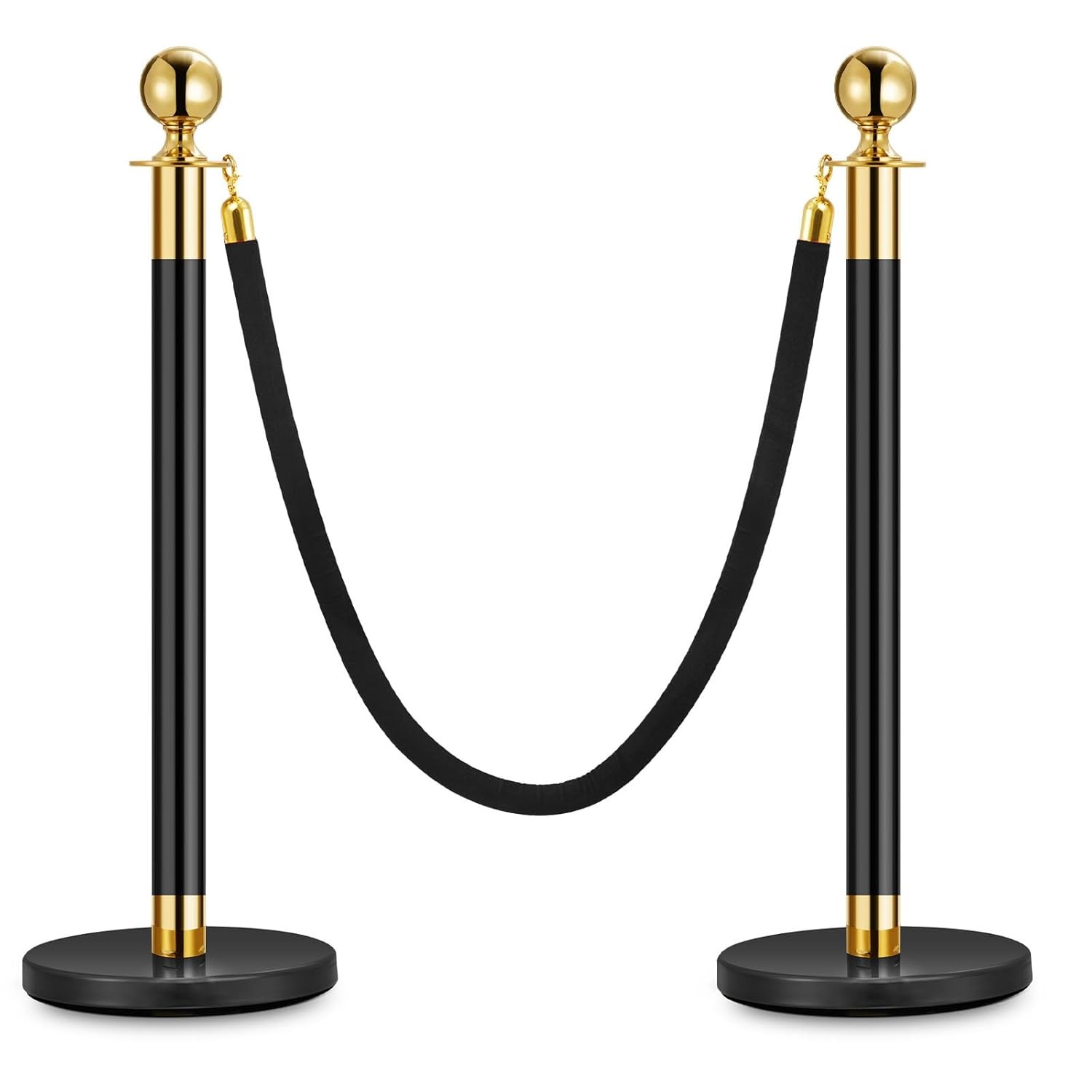 2/3/4/5PCS Crowd Control Stanchion Posts with Velvets Rope, 5FT Carpet Ropes