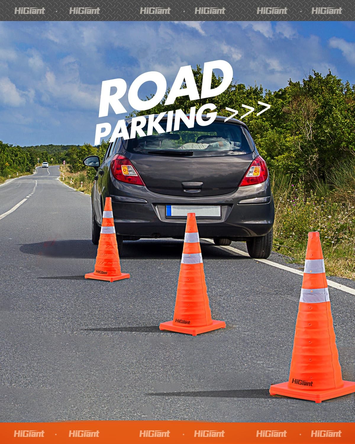 [4 Pack] Collapsible Traffic Safety Cones 28 Inch, Orange Pop-up Cones with R…