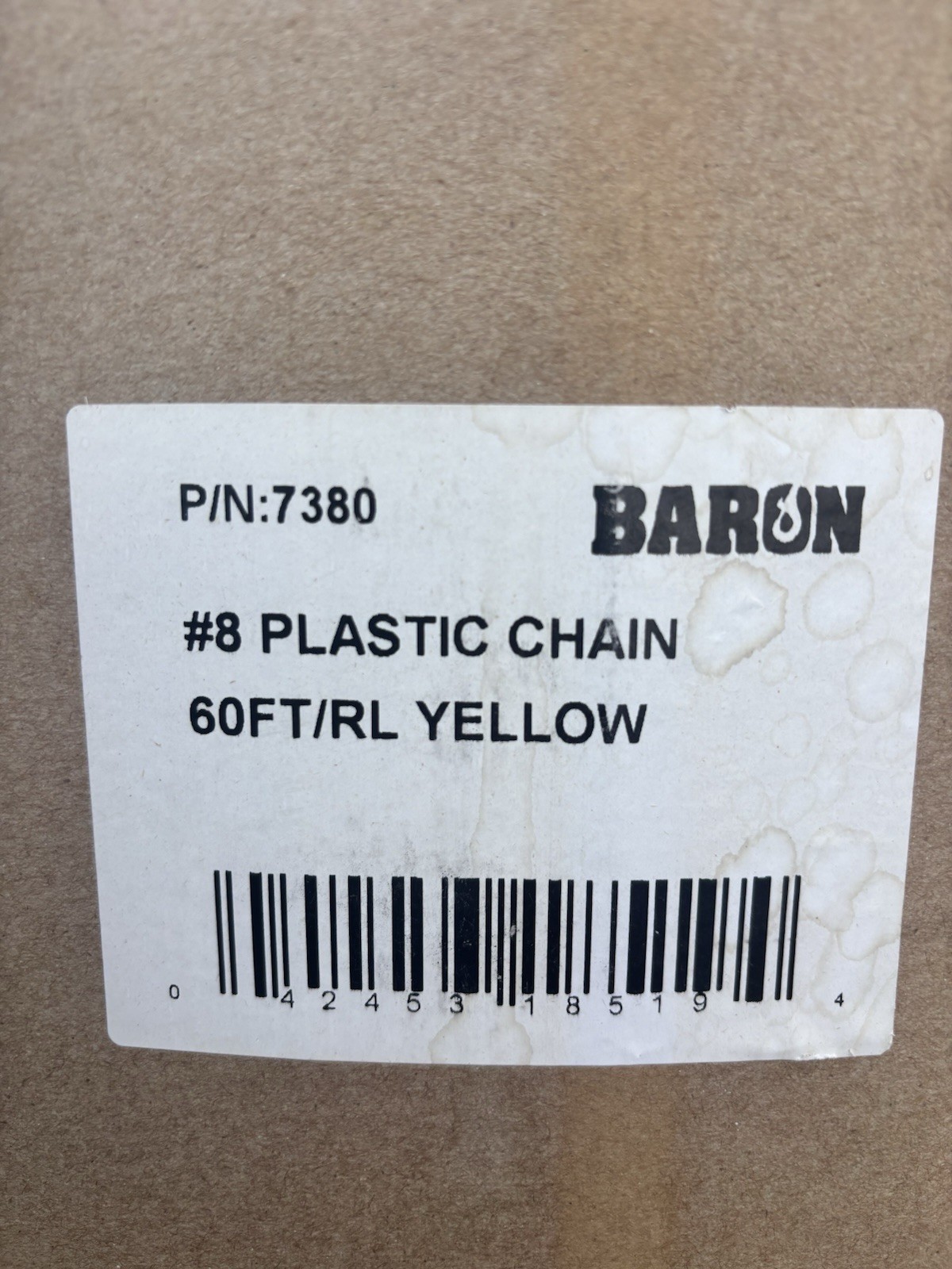 Yellow Plastic Chain 60 Feet New In Box