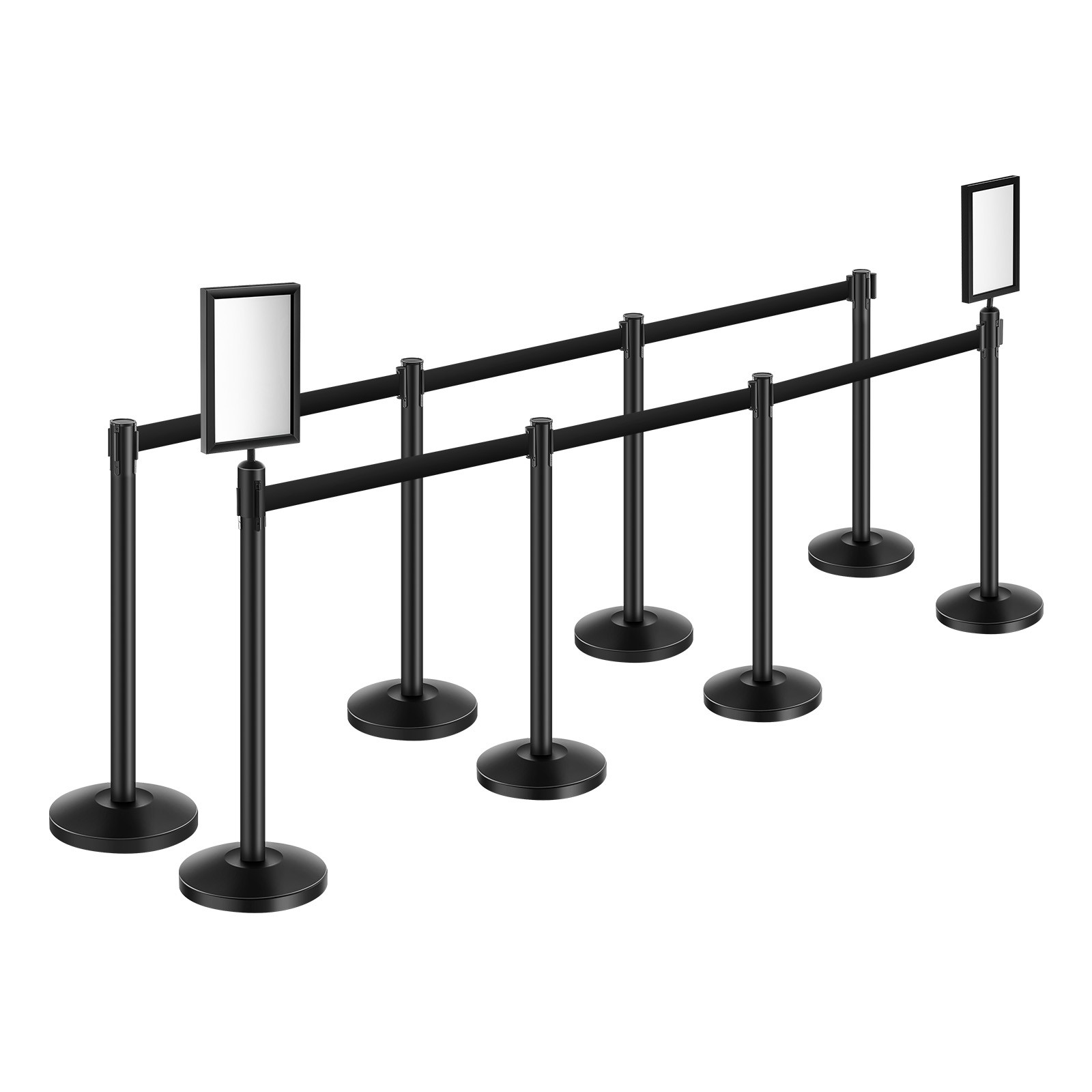 VEVOR 8Pcs Stanchion Post Crowd Contro Queue Barrier 2 Sign Holders Hollow Base