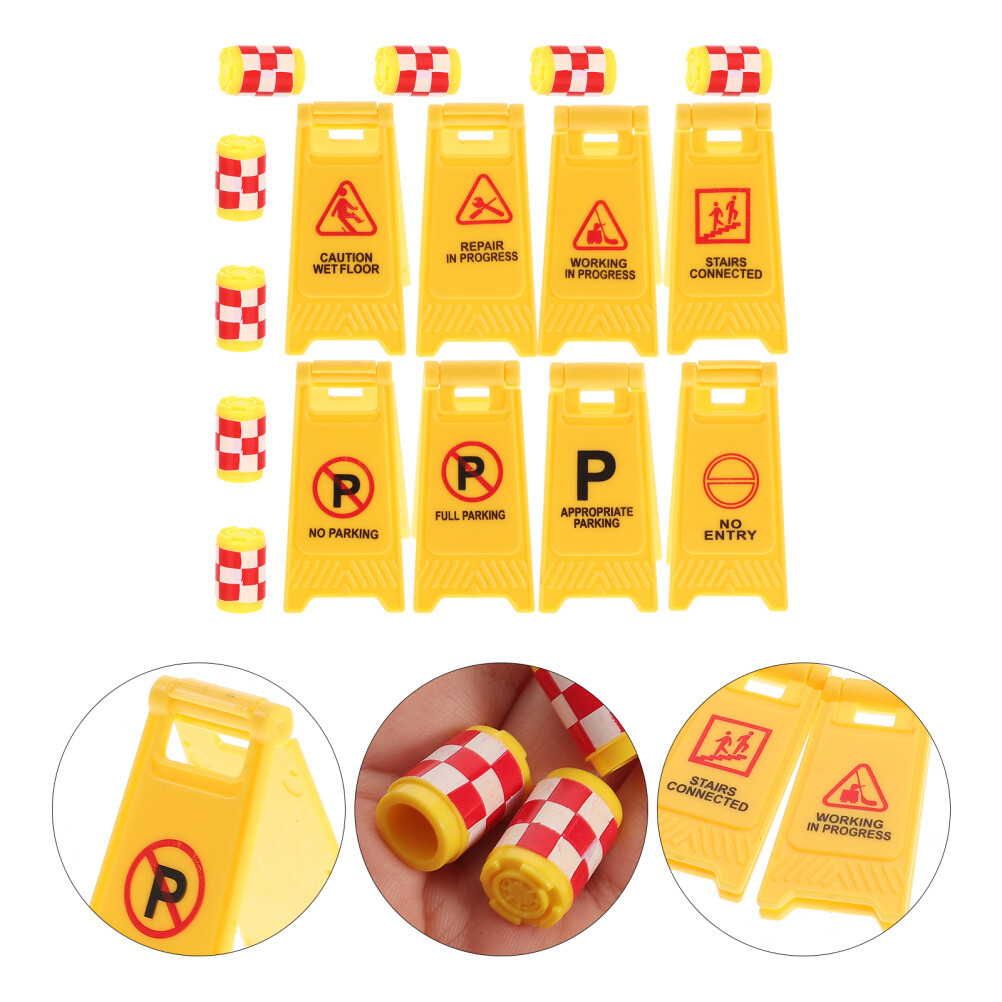 16PCS Kids Street Signs Toy Kids Road Cone Warning Sign Toys Driveway Cone