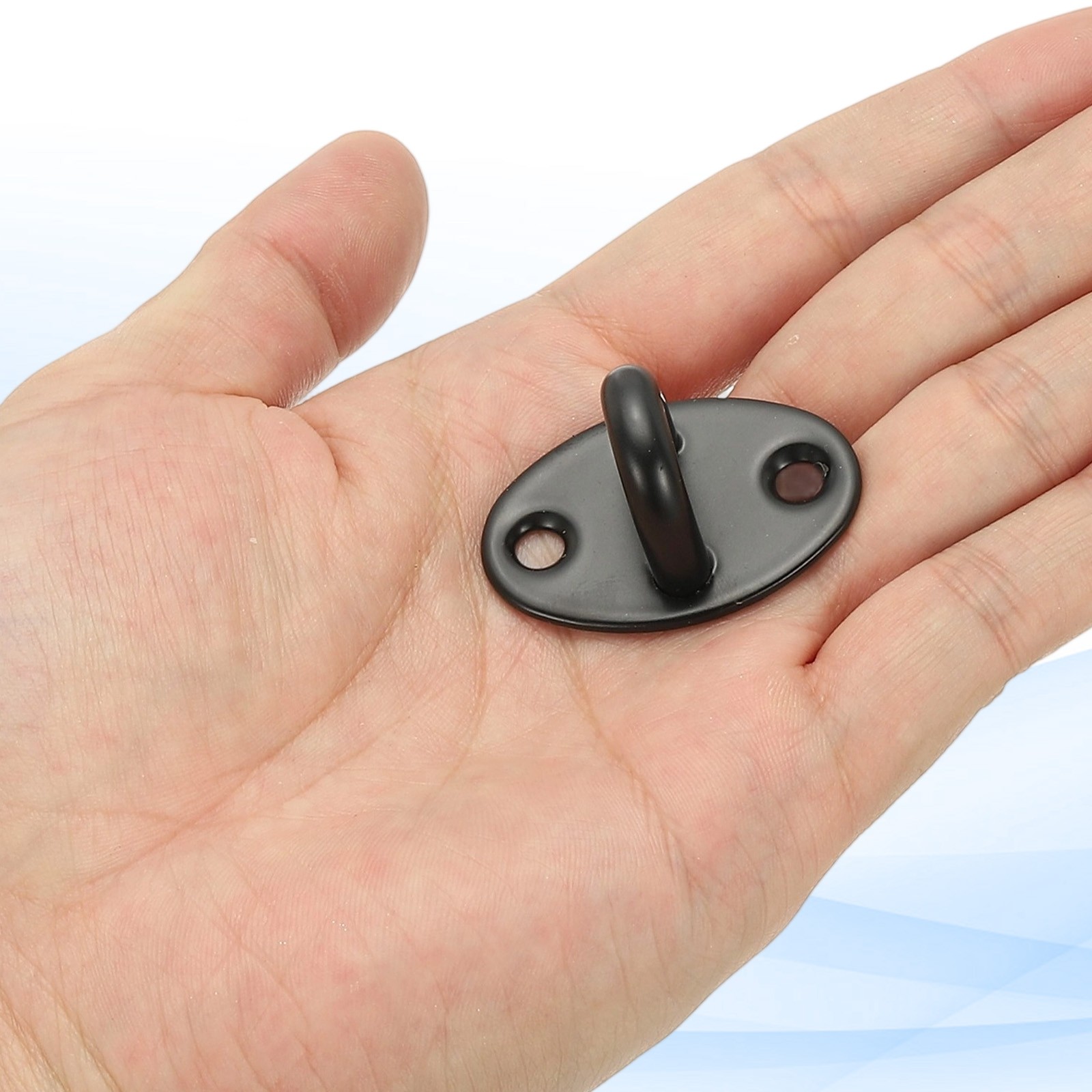 2Pcs Stainless Steel Ceiling Hooks, Oval Pad Eyes Plate Black