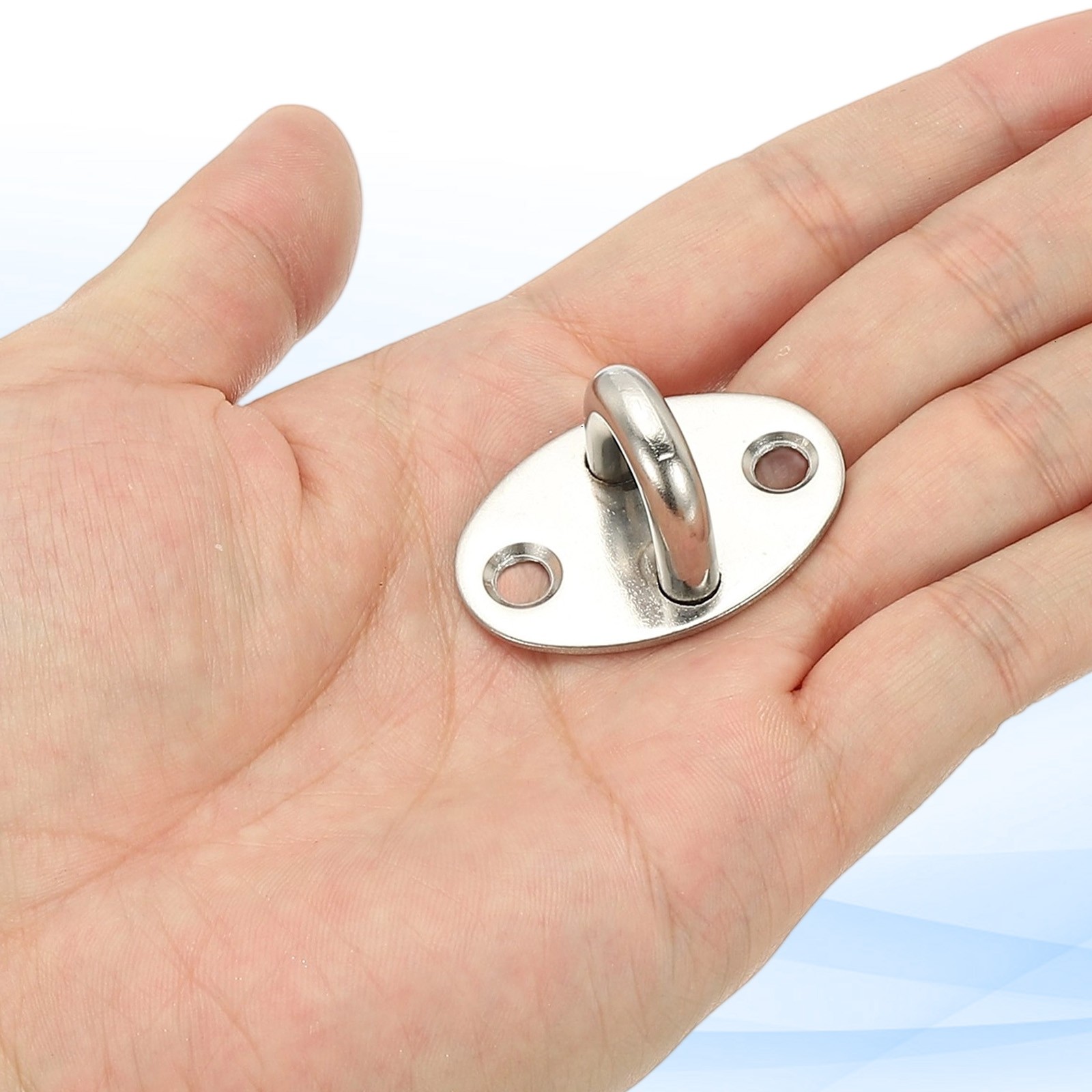 2Pcs Stainless Steel Ceiling Hooks, Oval Pad Eyes Plate Silver