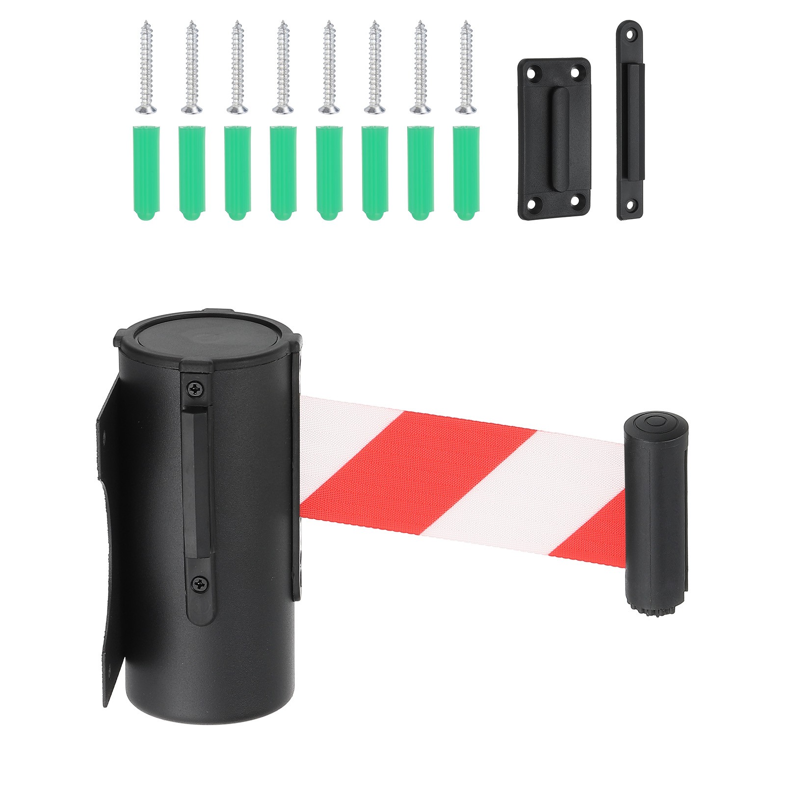 9.84 Feet Wall Mount Retractable Belt Barrier,Black/Red/White