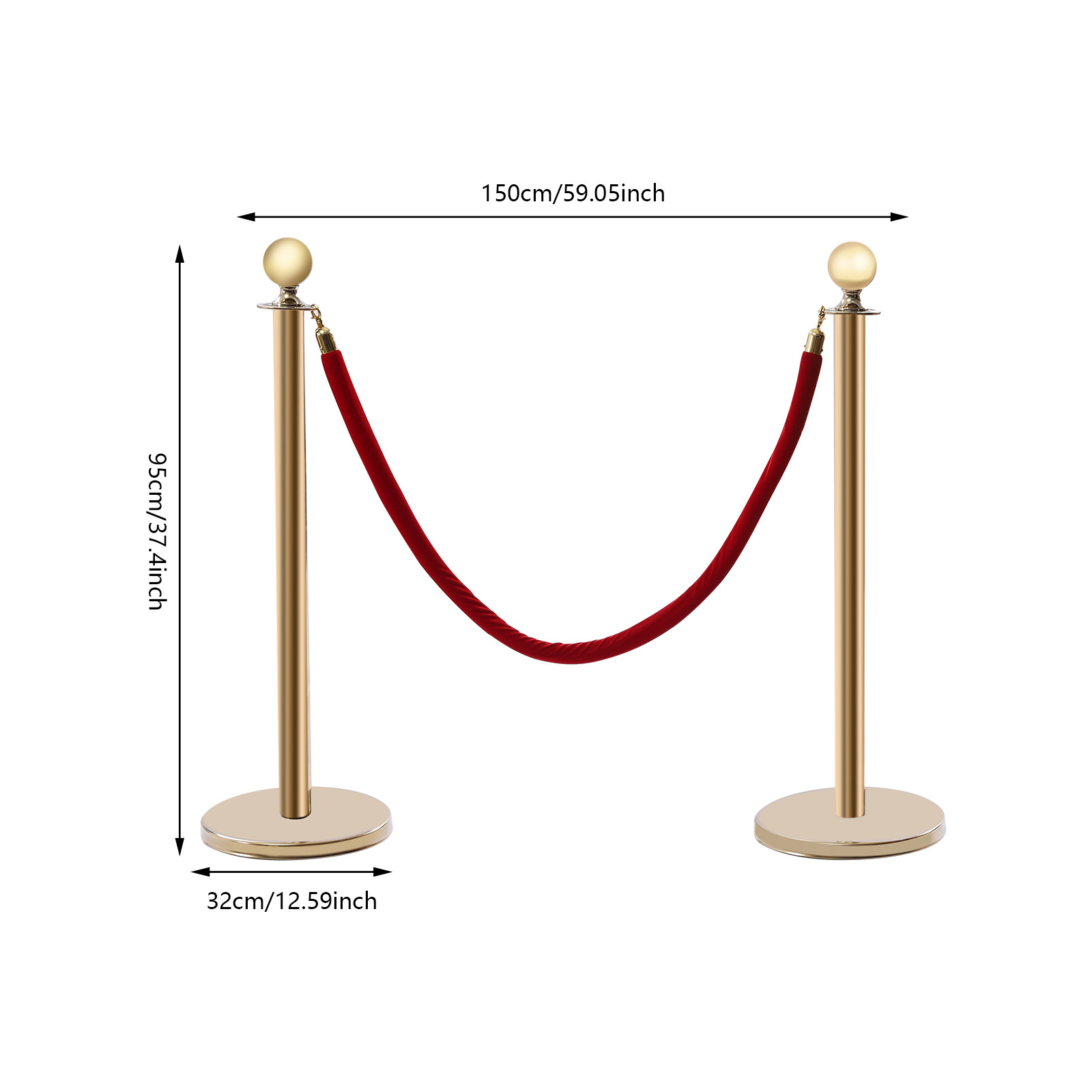 6Pcs Golden Stanchion Posts w/ 4 Velvet Ropes Crowd Control Queue Pole Barrier!~