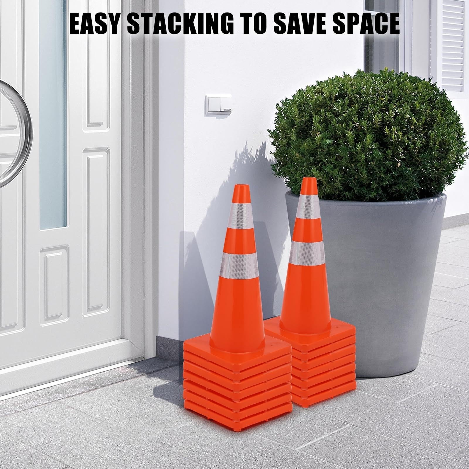 Pack of 12 28″ Safety Cones w Rubber Base for Parking Traffic Control Heavy Duty