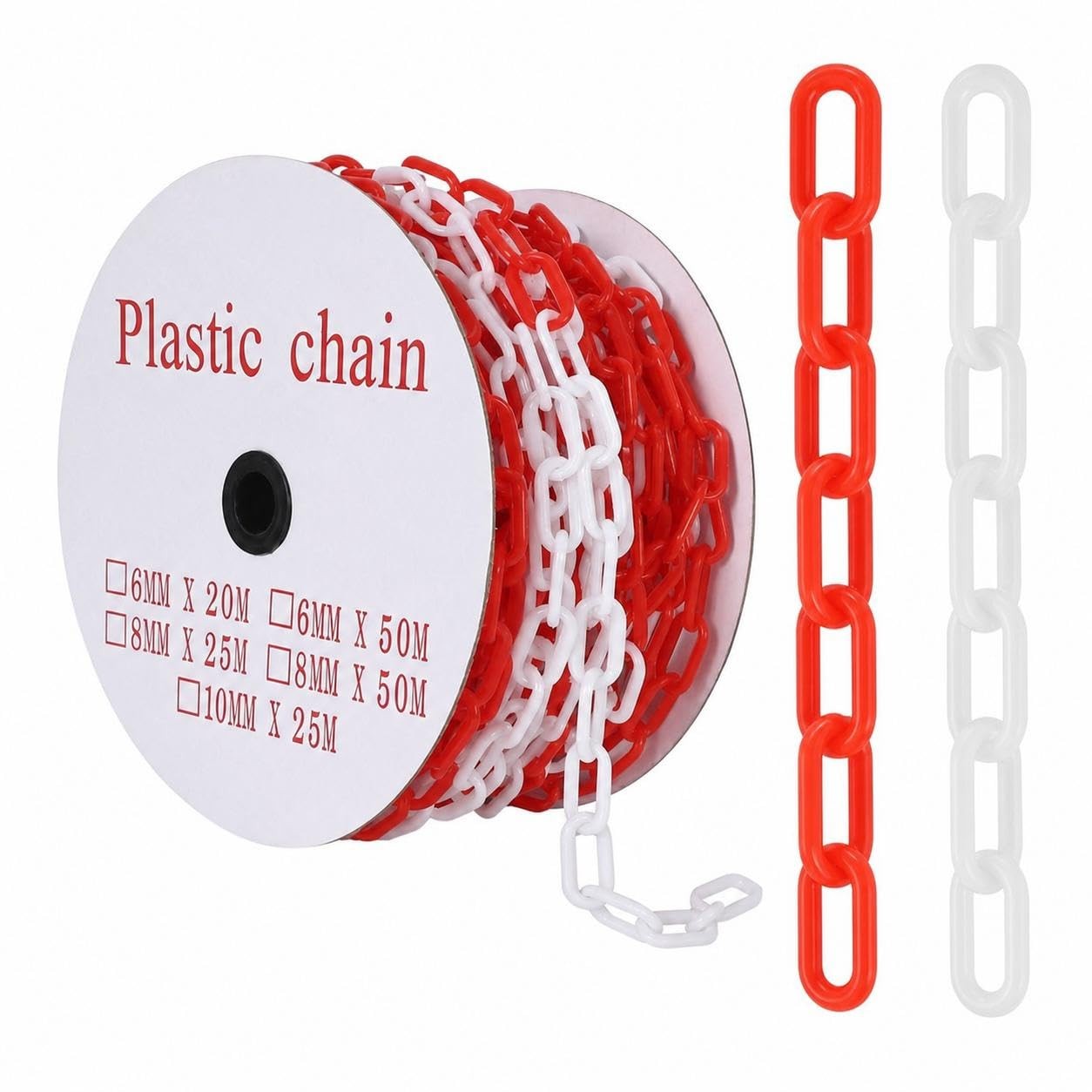 ⭐Plastic UV Resistant Safety Barrier Chain Links 240FT w/50 S Hooks for Driveway