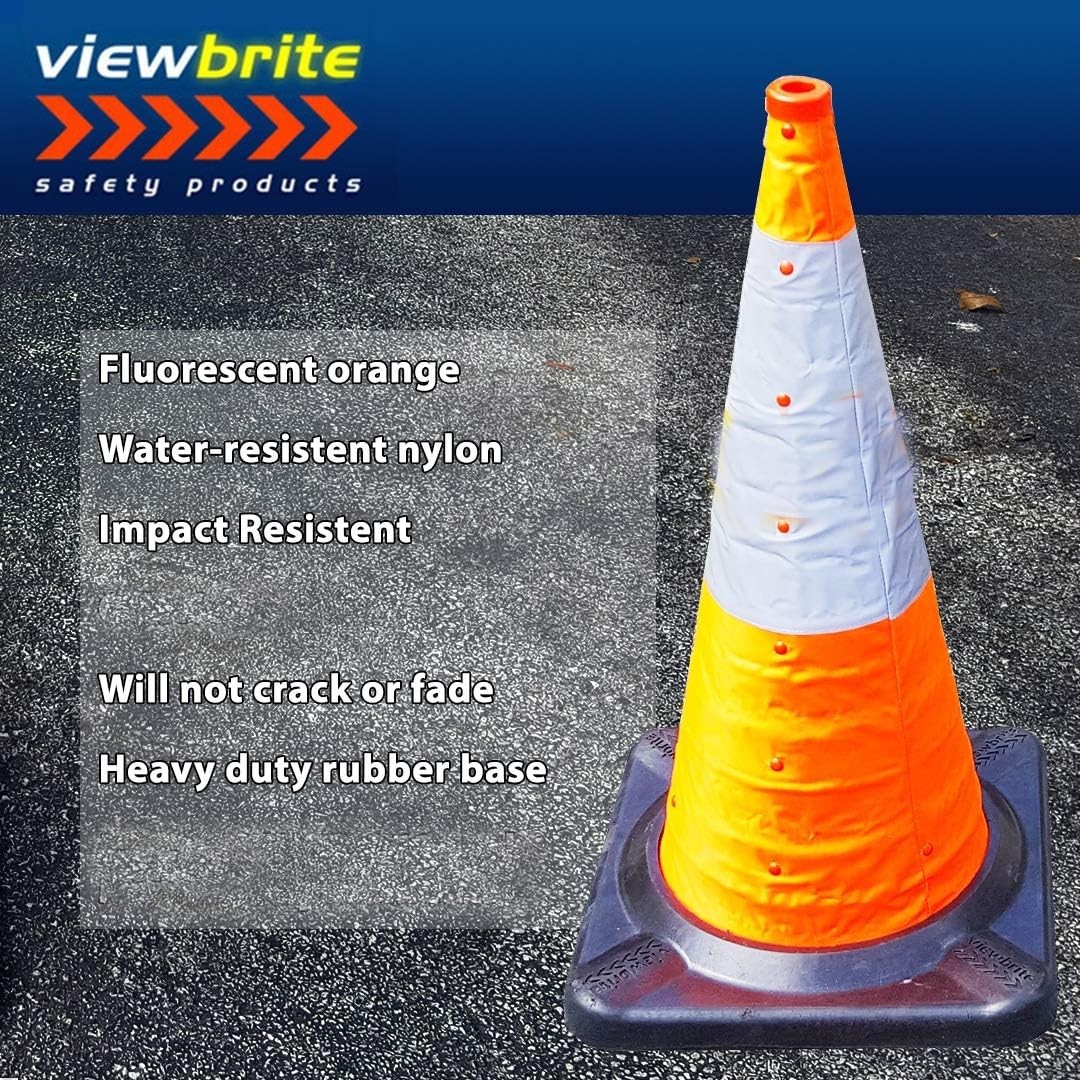 VIEWBRITE 2pack 4.5Lb 18″ Collapsible Traffic Cones w/ LED Lighting-Safety Cones