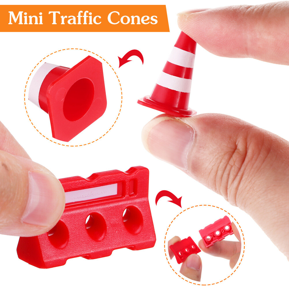 24 Pcs Road Sign Barricade Toy Mini Traffic Cones and Signs Construction Baby