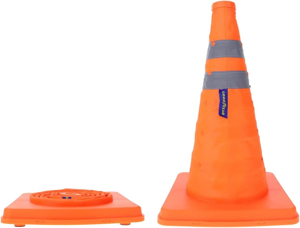 Goodyear 12″ Collapsible Reflective Safety Cone, Orange, for Parking Use