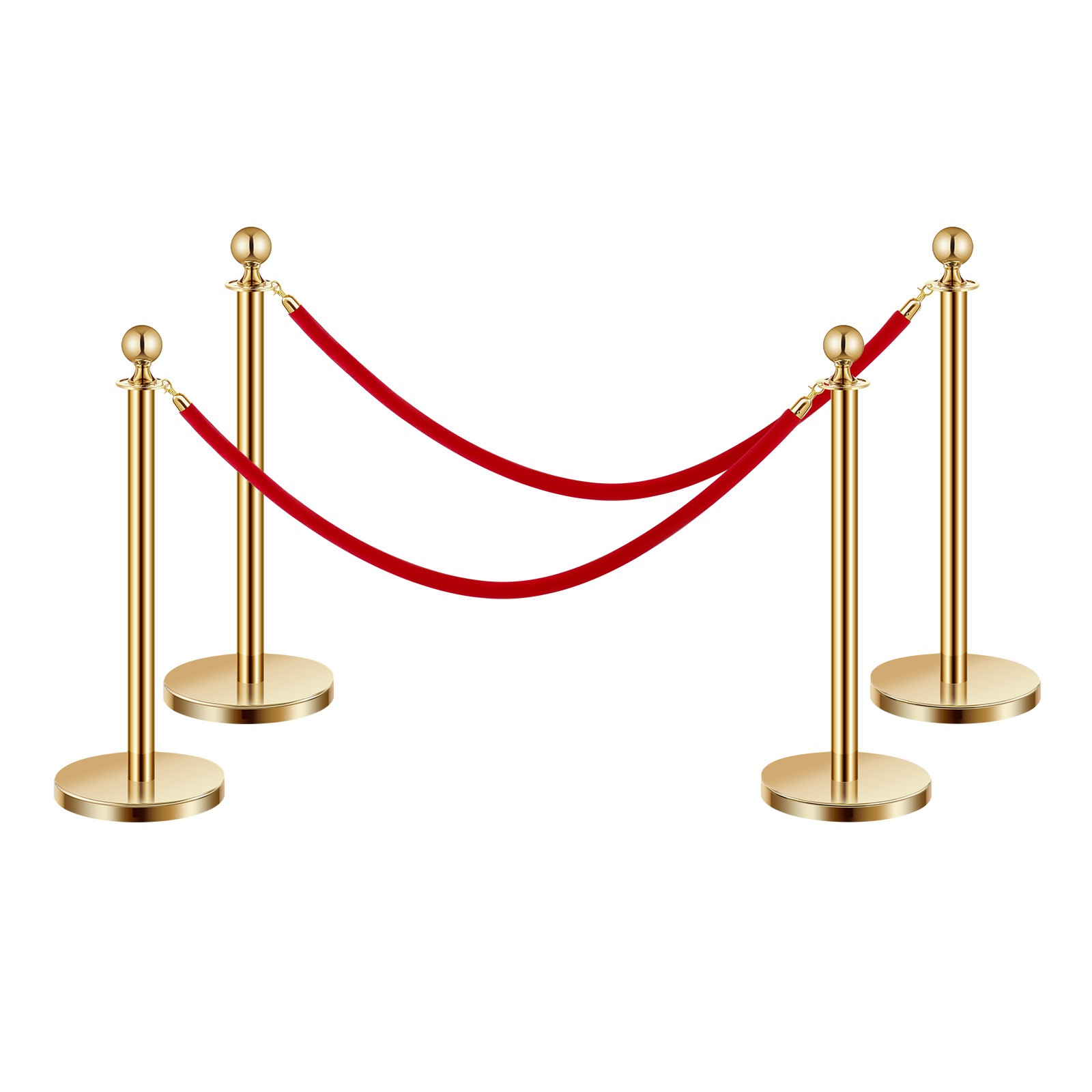 VEVOR 4Pcs Gold Stanchion Post Crowd Control Queue Barrier Sand Injection Base