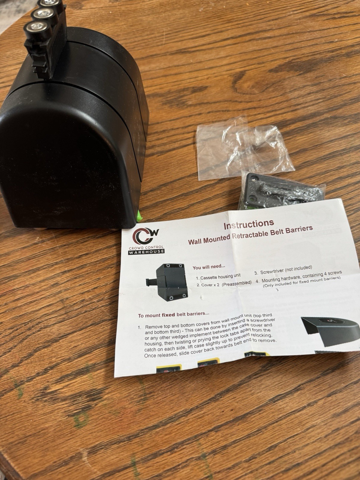 Wall Mount Retractable Belt Barrier “No PARKING” PWM300 Red Belt SKU Pwm300-BKNC