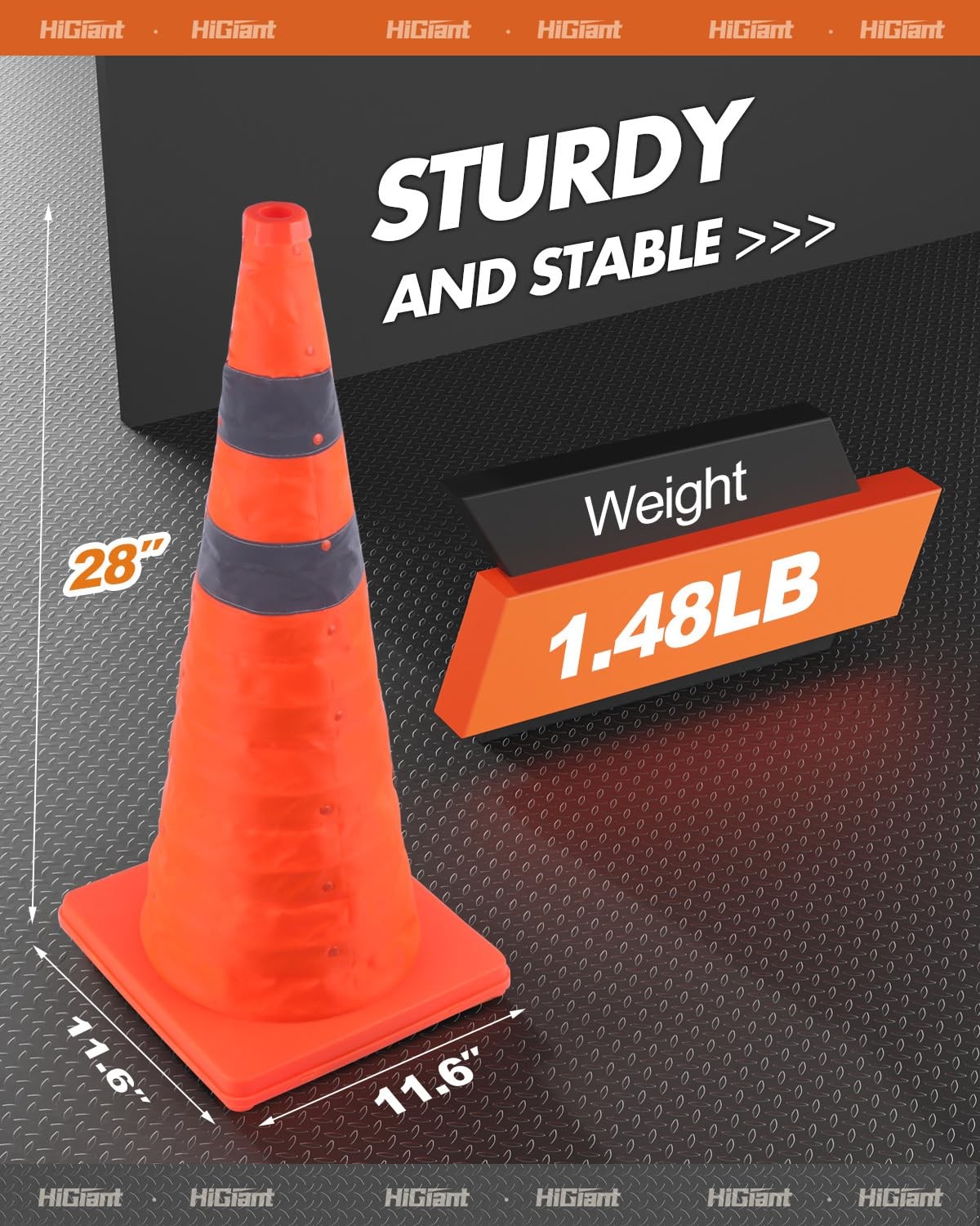 [4 Pack] Collapsible Traffic Safety Cones 28 Inch, Orange Pop-up Cones with R…