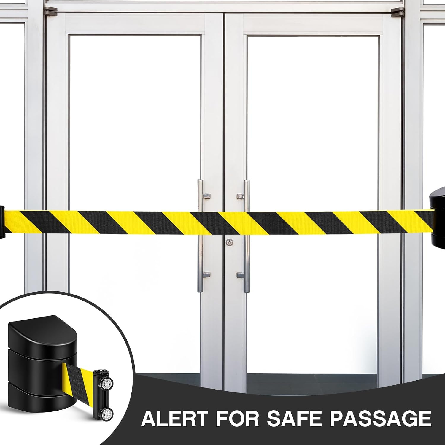 2 Pack 16.4 Ft Magnetic Wall Mount Retractable Belt Magnetic Crowd Control Safet