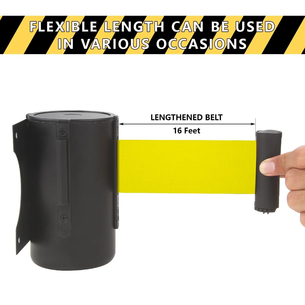 Wall Mount Retractable Belt 16 Foot Crowd Control Wall Barrier With Steel Case B