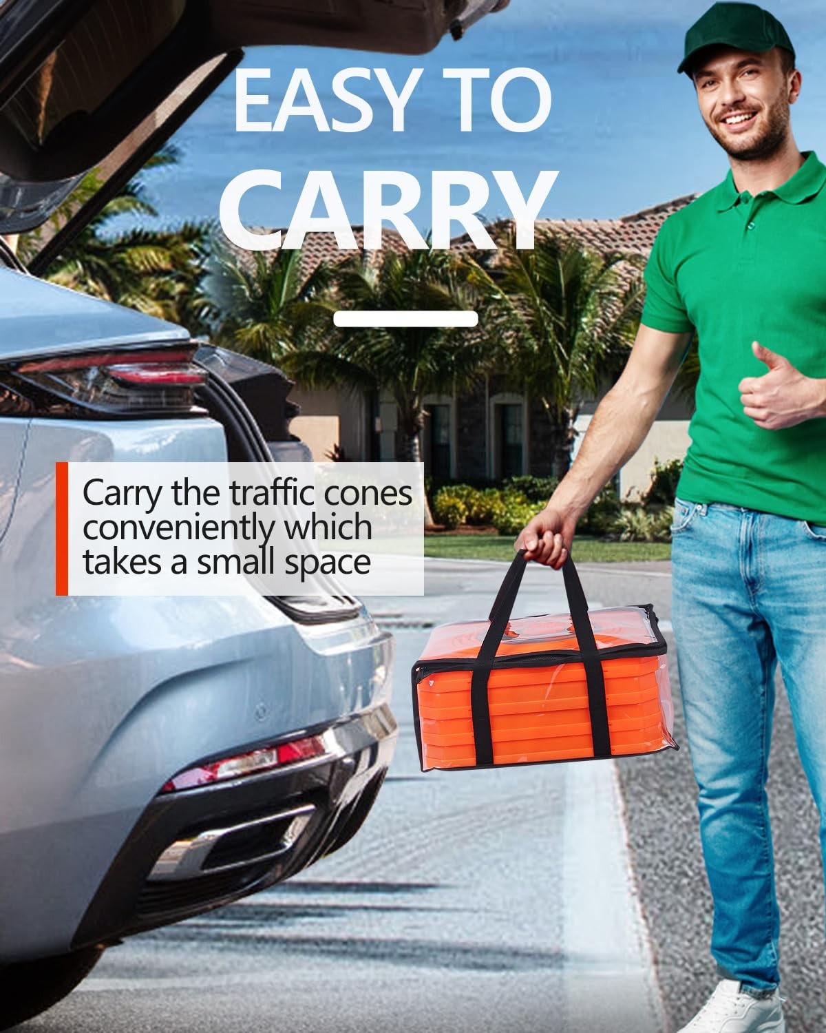 4PCS 36 Inch Collapsible Traffic Safety Cones Orange Multi Purpose Pop-up Cones