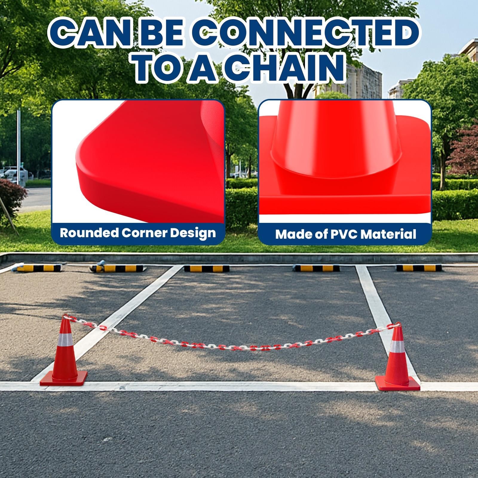 12 Pack 18″ Traffic Safety Cones Durable PVC Material Parking Cones with Reflect