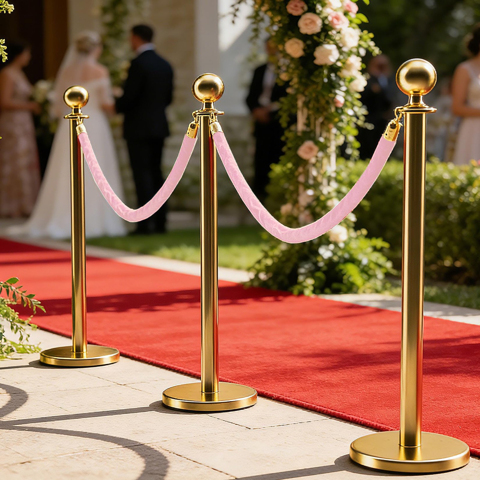 6 Pcs Velvet Stanchion Rope Decorations 5ft Crowd Control Ropes Safety Barrier