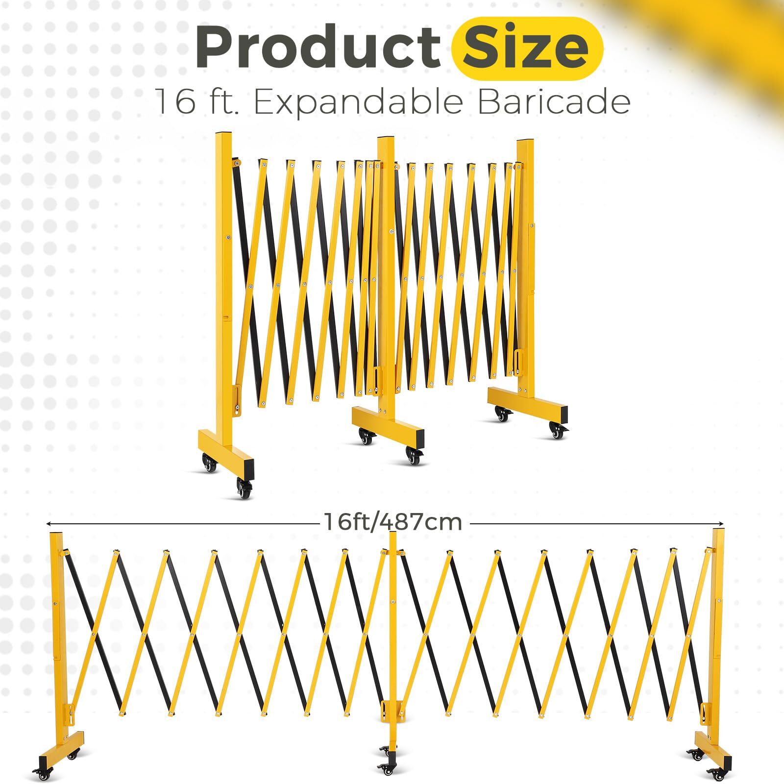 Outdoor Traffic Barricade Gate Metal Expandable 8-23FT Folding Safety Barrier