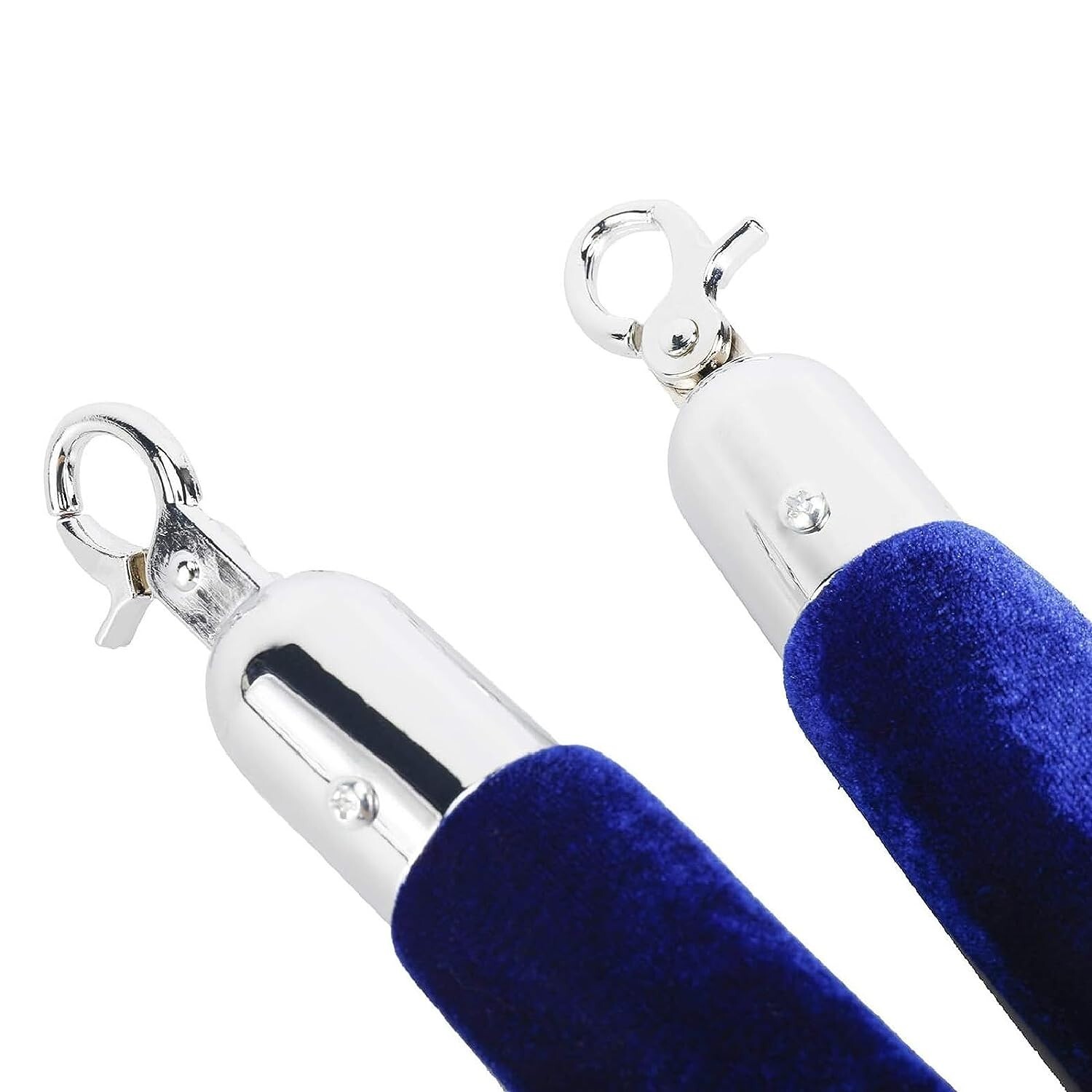 NovelBee 4pcs Blue Velvet Stanchion Ropes with Silver Hooks,10 Feet Stanchion Qu
