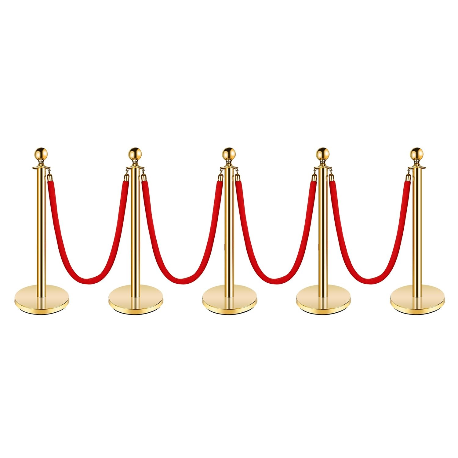 GRAVEE 2-10PCS Stanchion Posts Velvet Ropes Queue Control Barrier Pole Set