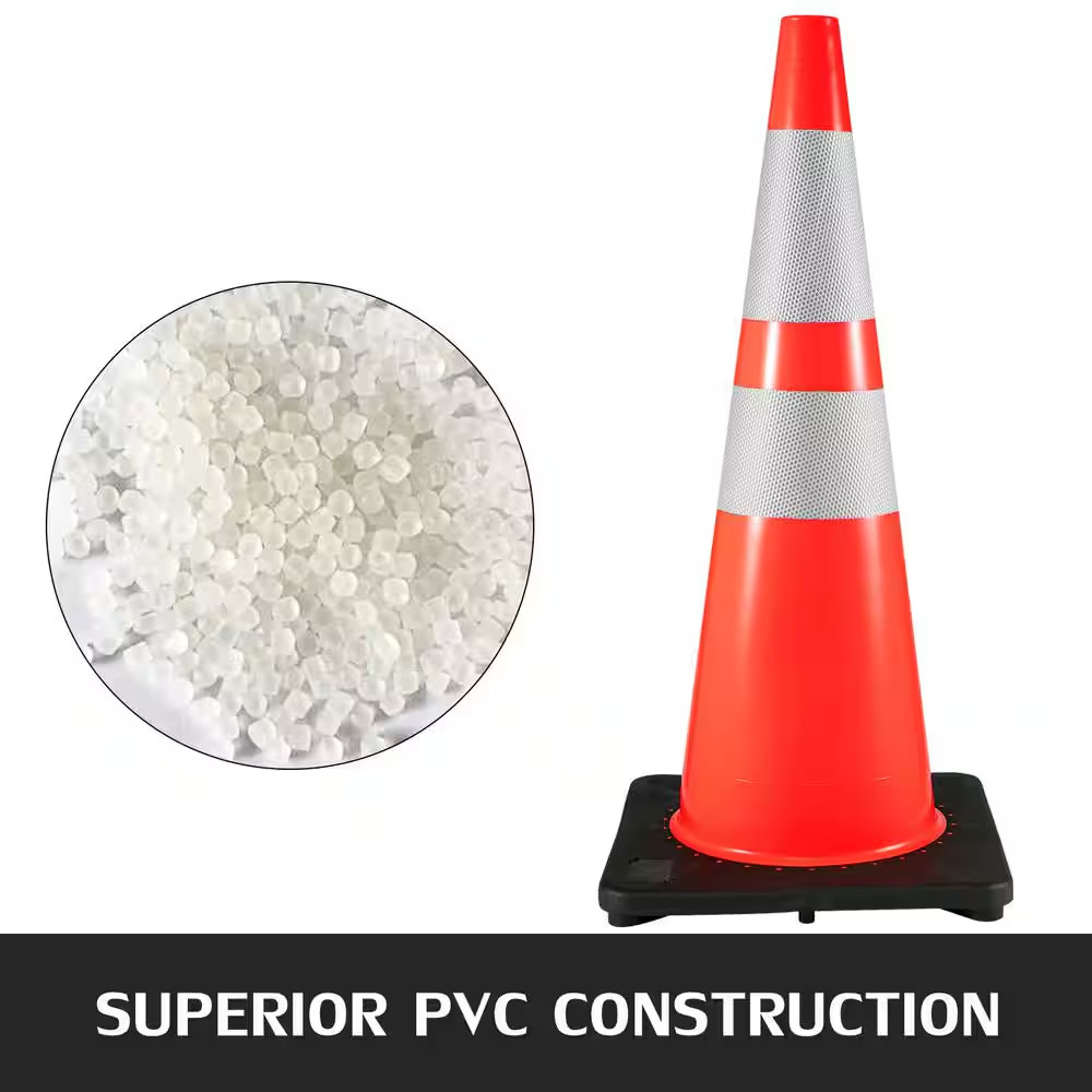 Traffic Safety Cones, 36 In. Safety Road Parking Cone with Black Weighted Base,