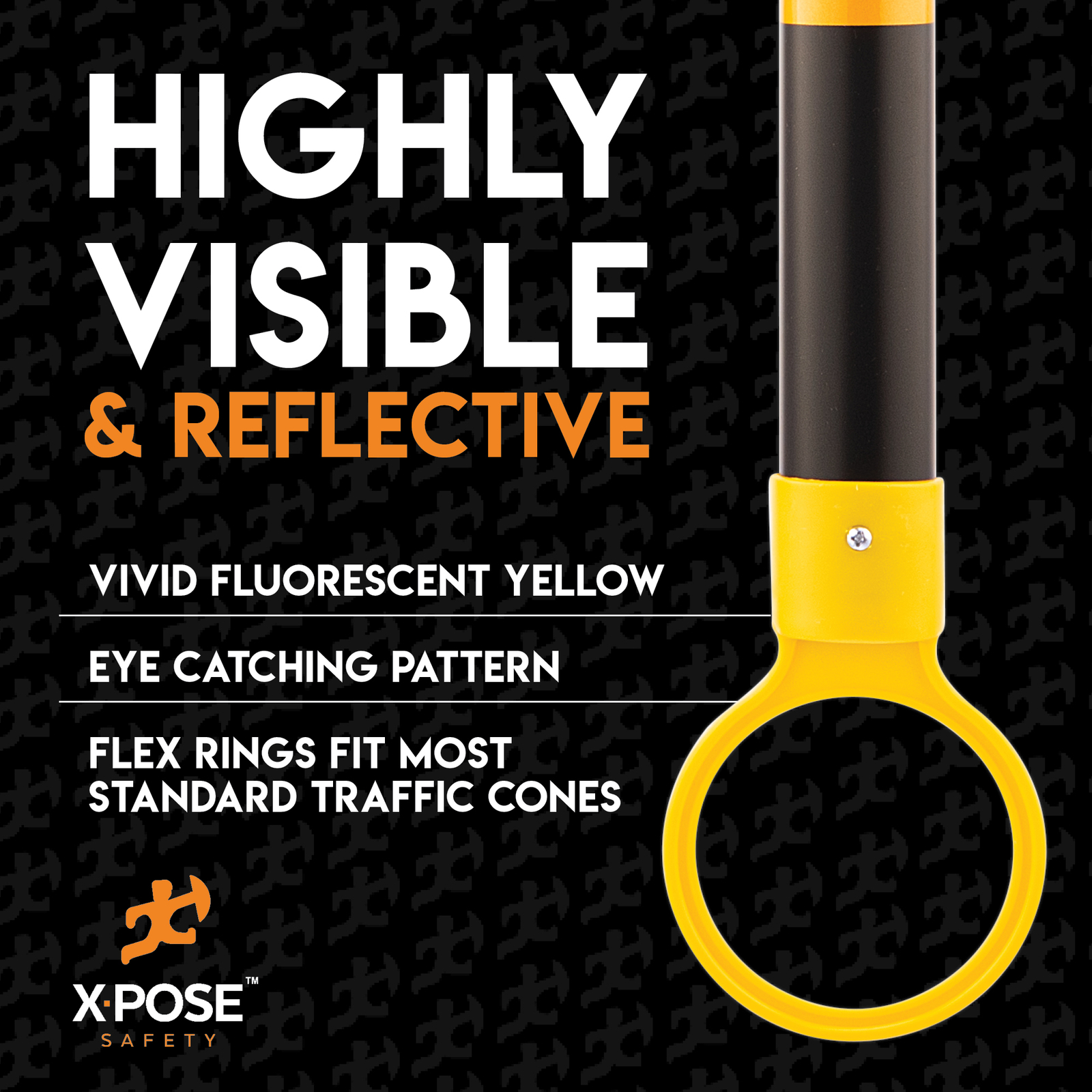 Yellow and Black Retractable Barrier for Traffic Cones – 2″ OD – 53-84″ 20 Pack