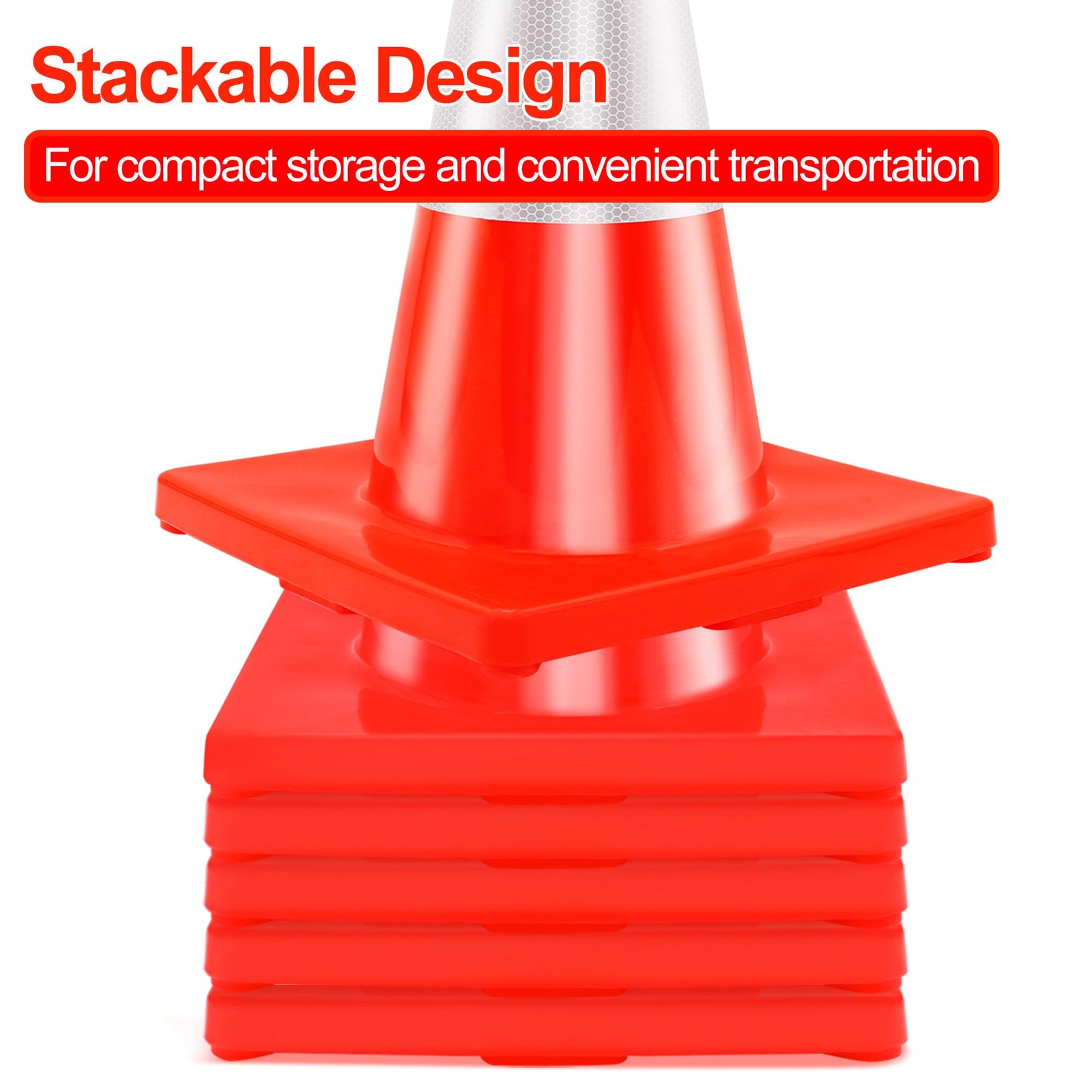 4 Pack 18″ Traffic Cones,Weighted Parking Cones,Orange Road Safety Cone w/ 4″…