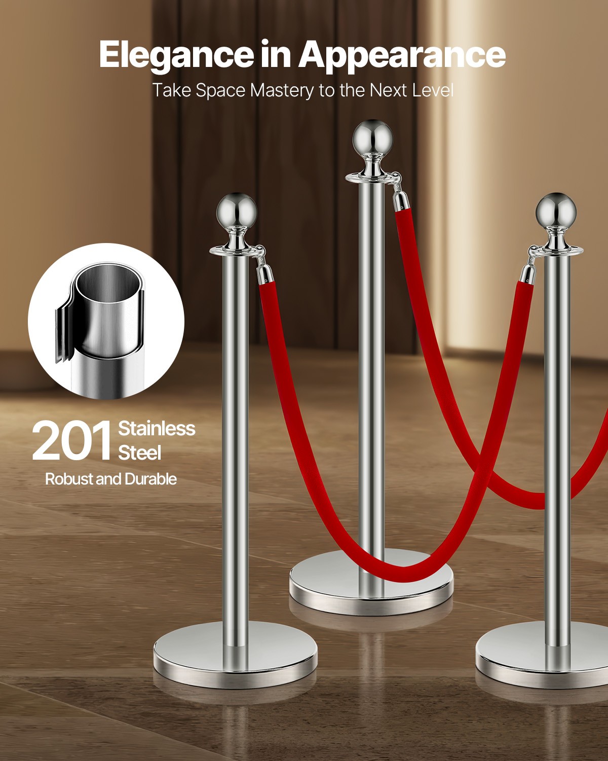 VEVOR 8Pcs Stanchion Posts Crowd Control Queue Barrier Sand Injection Base