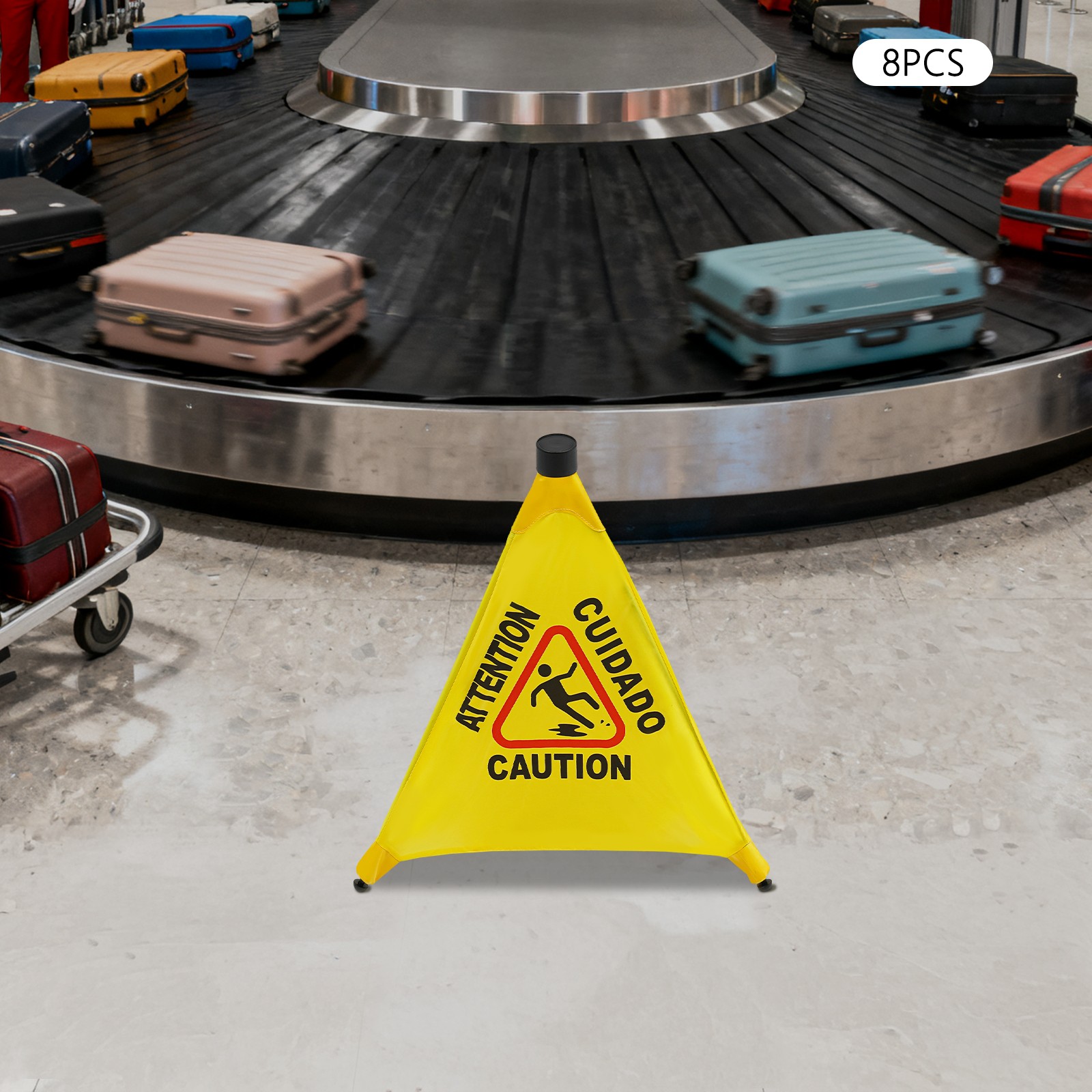 8Pcs Wet Floor Sign Foldable A Frame Caution Floor Sign Plastic Indoor Outdoor