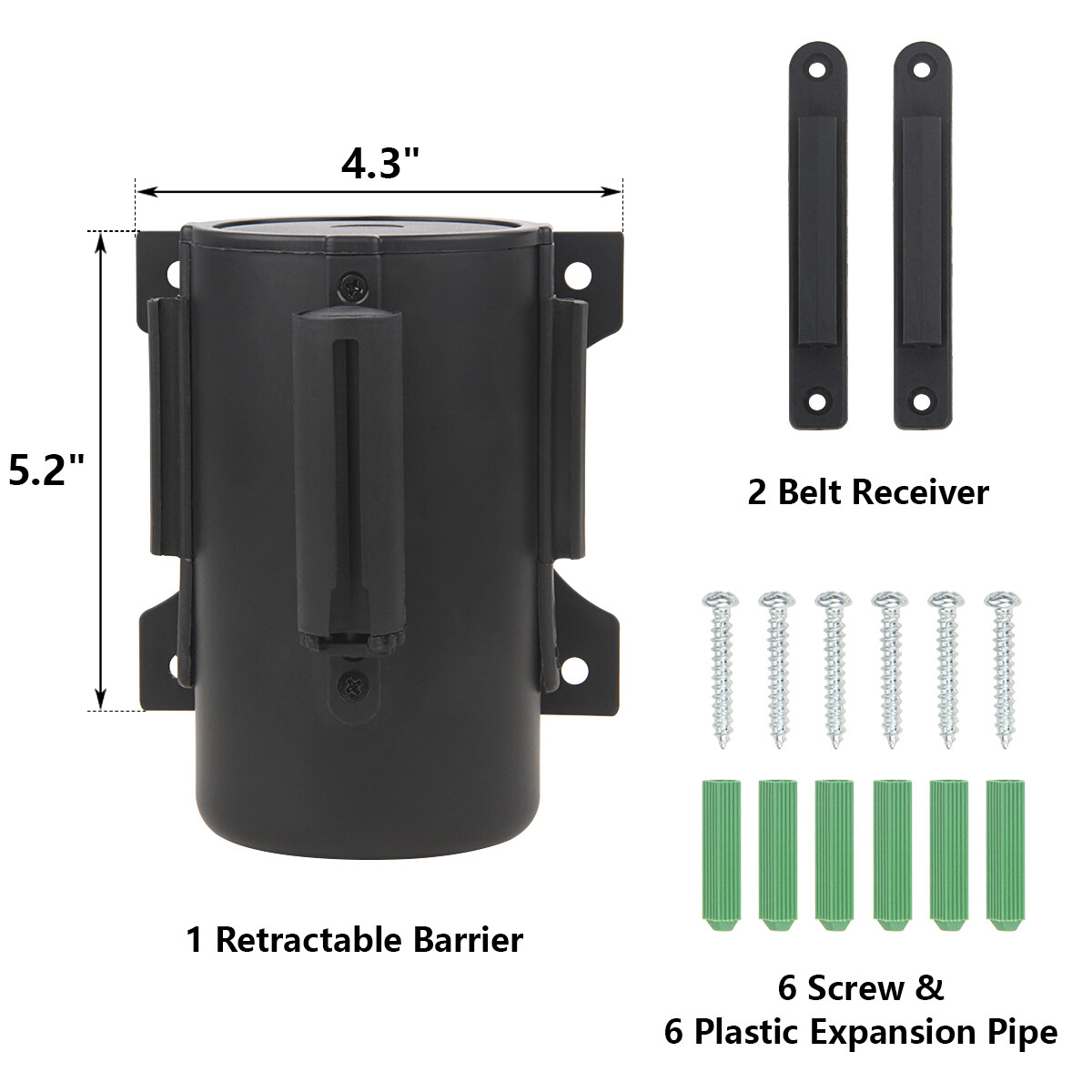 Wall Mount Retractable Belt 16 Foot, Crowd Control Wall Barrier with Steel Case