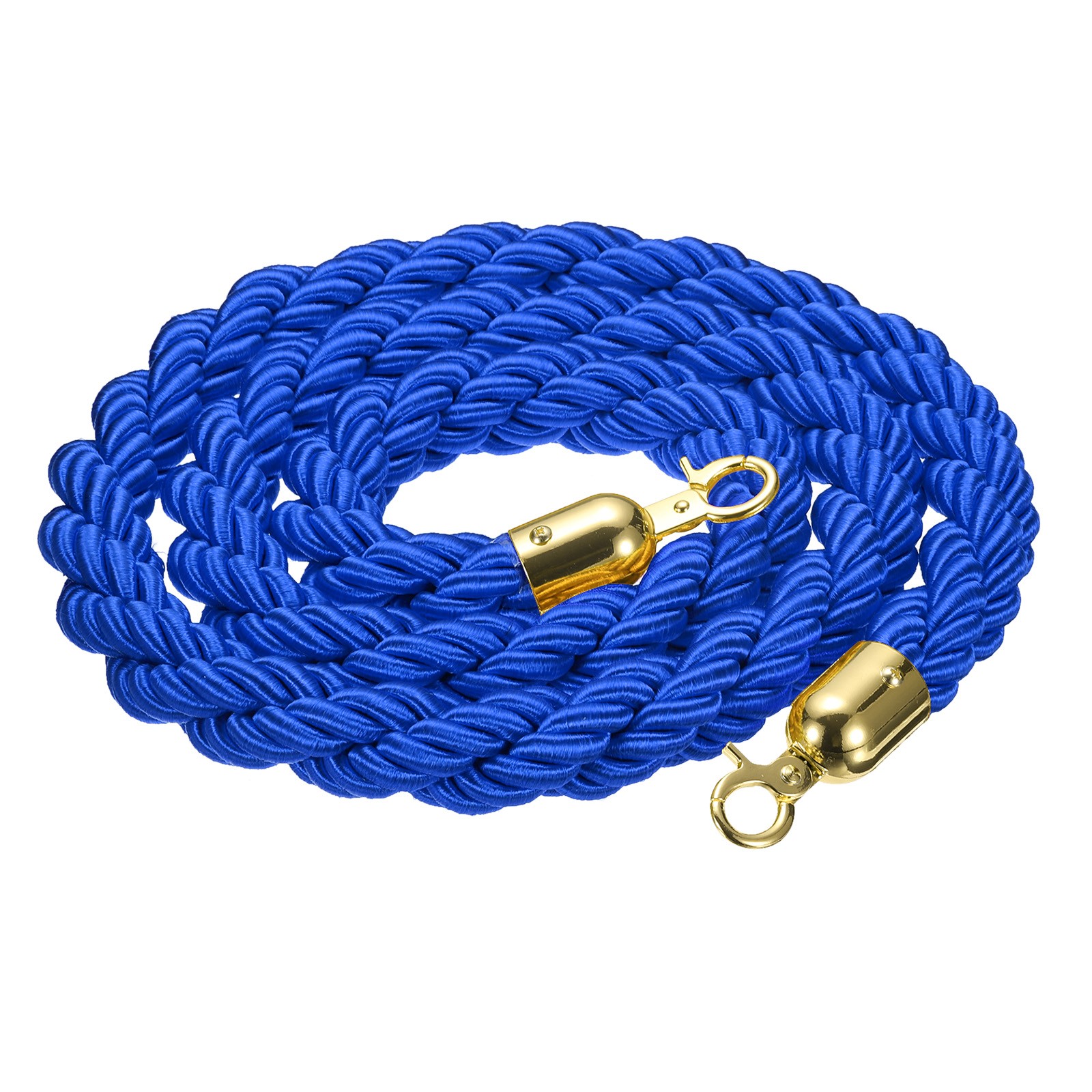 6.6 Ft/2 m Twisted Stanchion Rope Barrier Rope with Hooks Blue Golden
