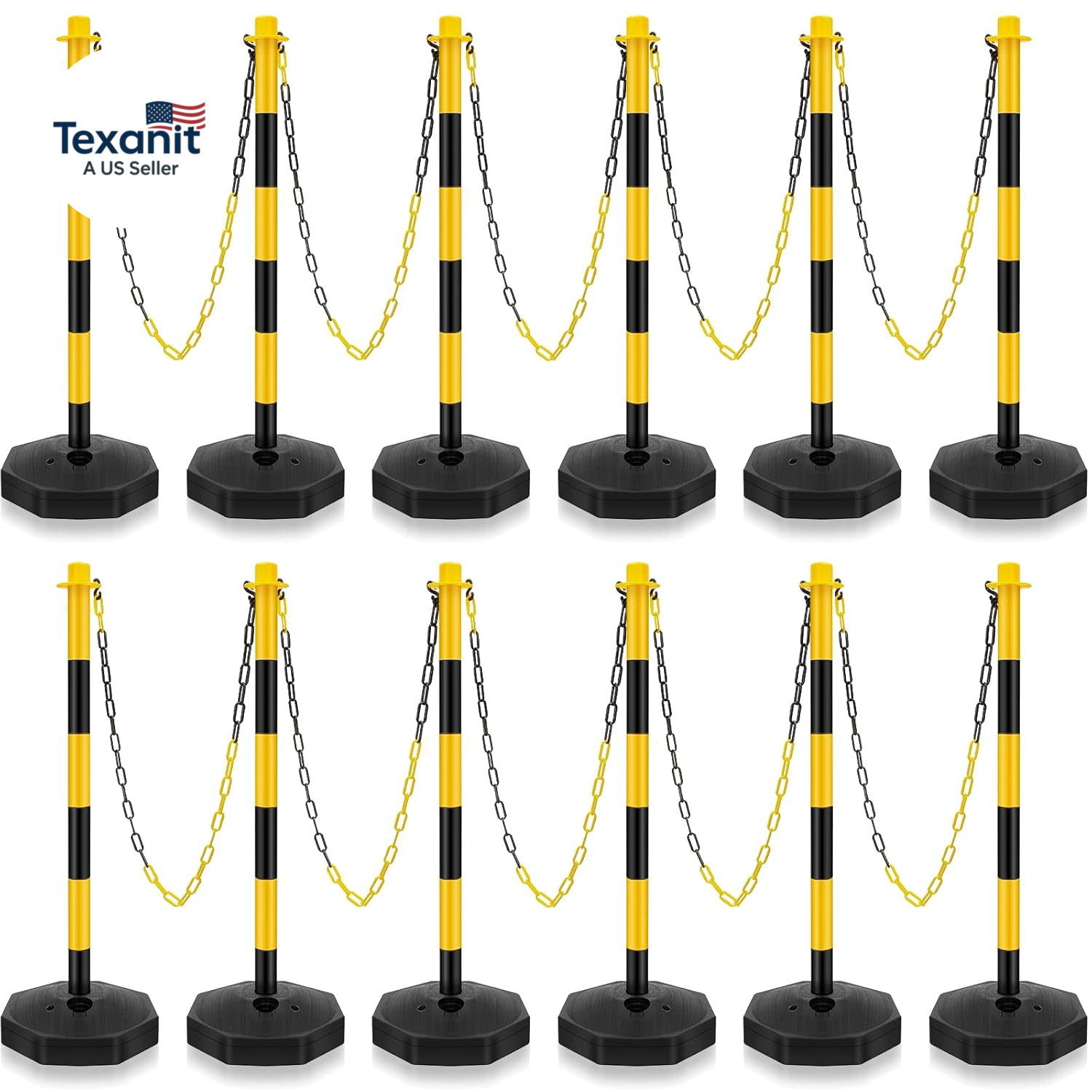 12 Sets 34 Inch Parking Cone Delineators Post Traffic Cone Plastic Stanchion Set