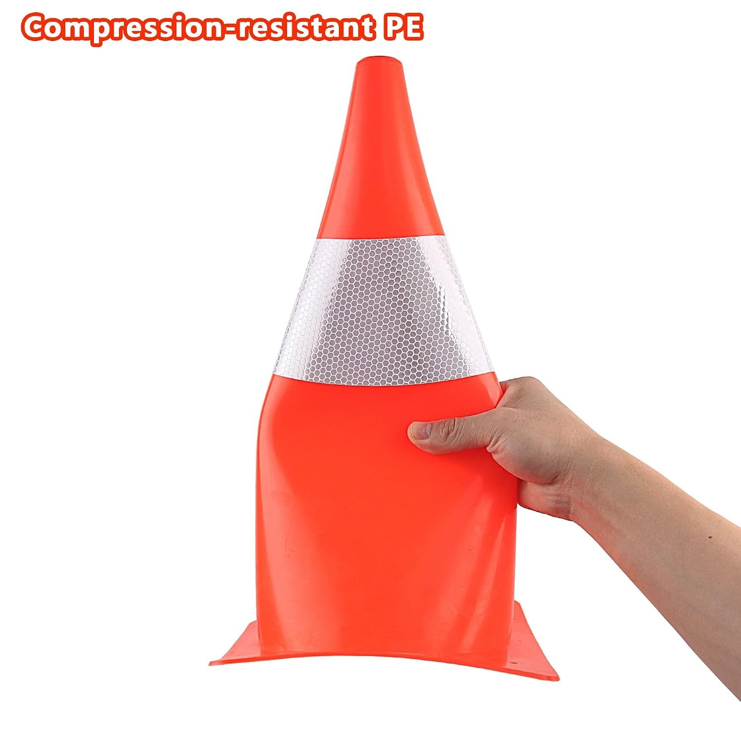 Stackable 12-inch Traffic Cones with Reflective Collars – Multi-Use Pack of 4