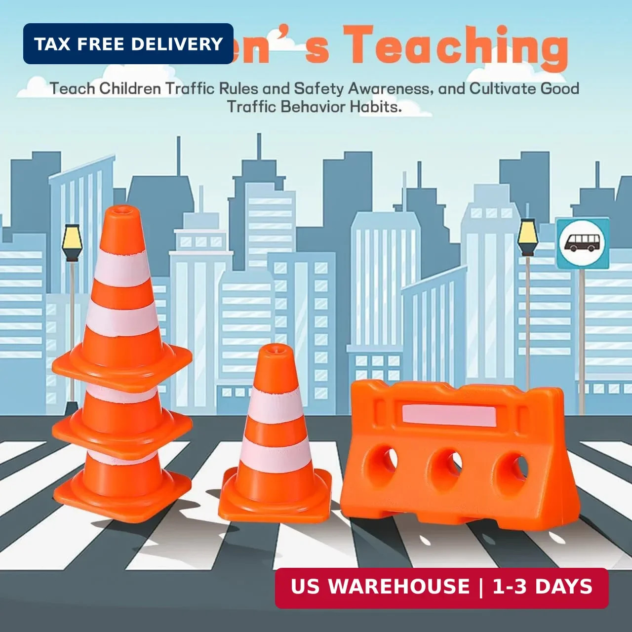48pcs Mini Traffic Cones – Miniature Fence Barricade Signs Small Orange Construc
