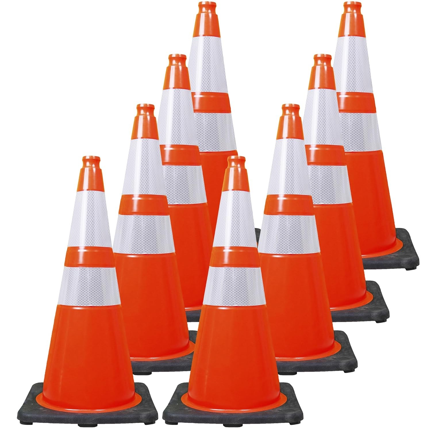 28 Inch Performance Cones 4 Pack Orange PVC Traffic Safety Cones W/ 7 lb. Black