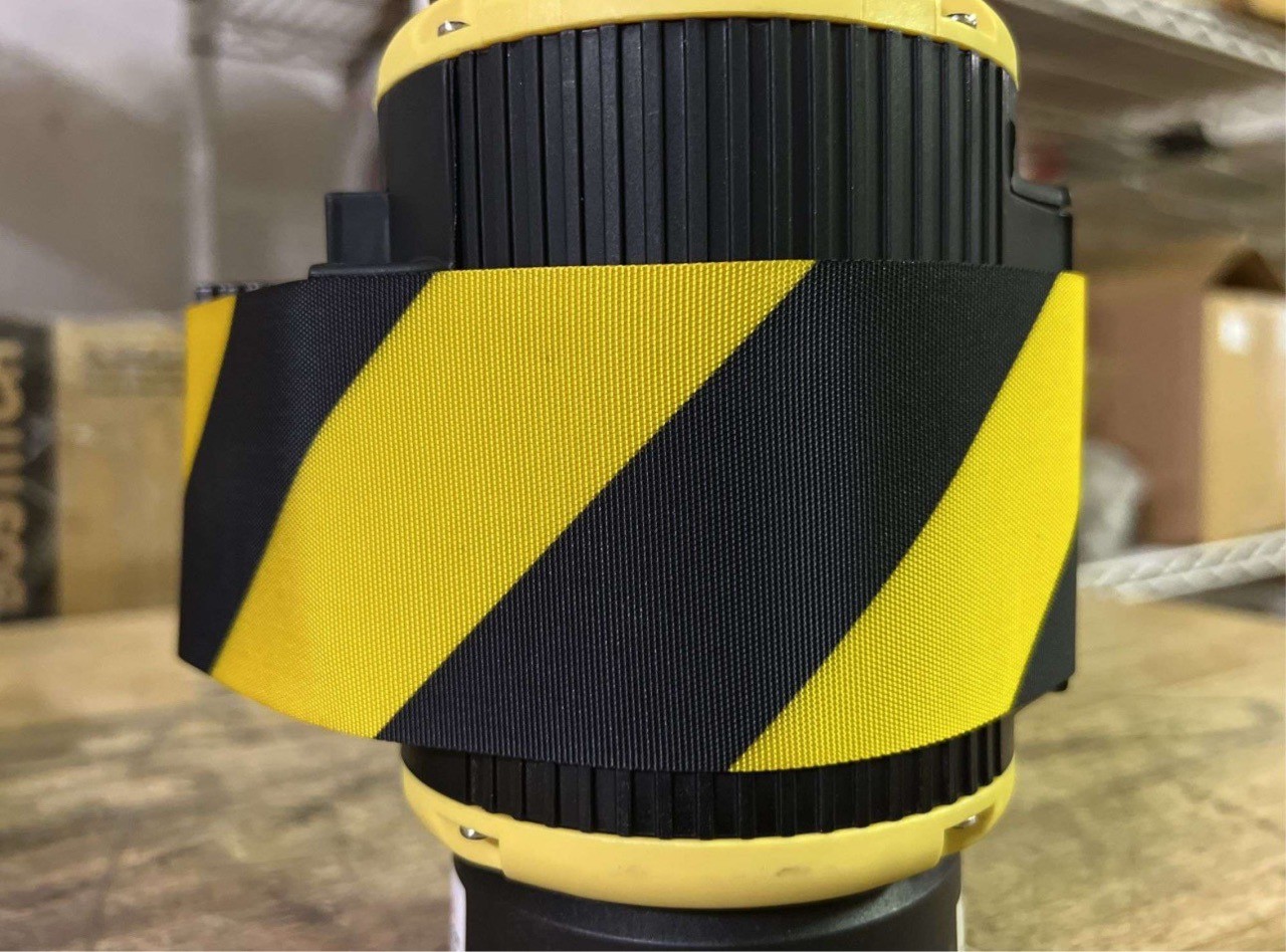 Banner Stakes Plus Wall Mount Retractable Belt Stanchion 15” Yellow/Black PL4114