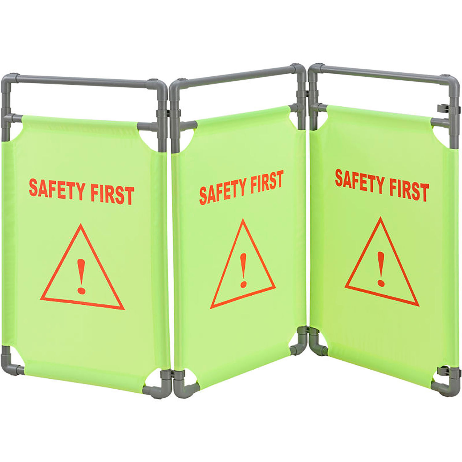 Global Industrial “Safety First” Folding Fabric Barrier Lime Green English