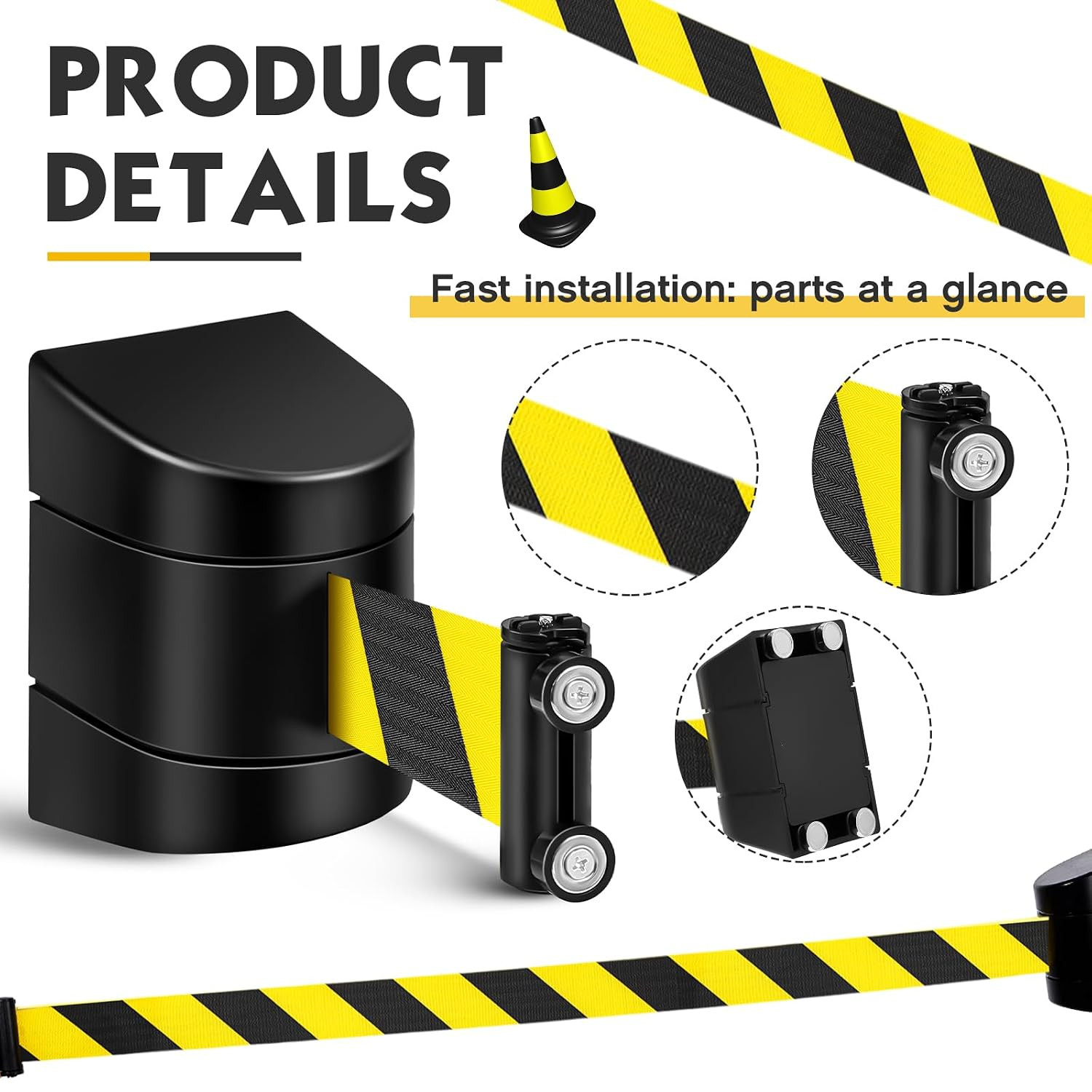 2 Pack 16.4 Ft Magnetic Wall Mount Retractable Belt Magnetic Crowd C…