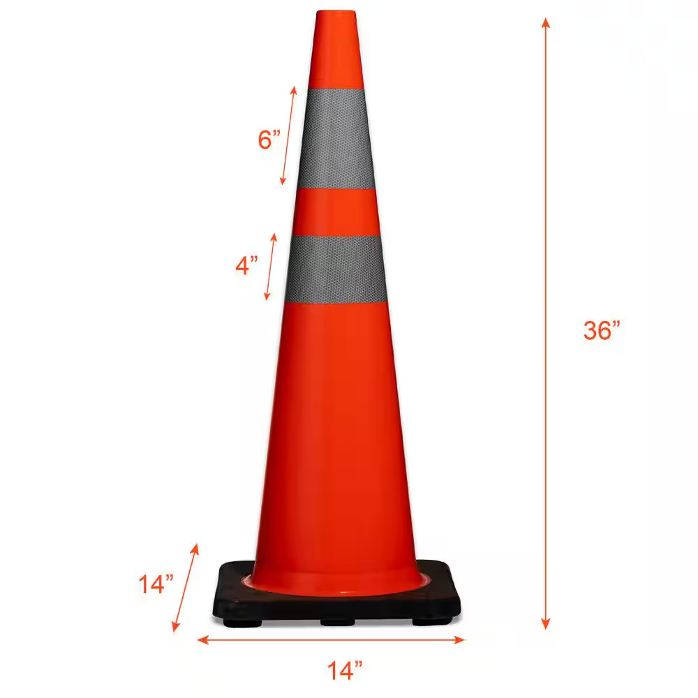 36 In. Orange PVC Reflective Traffic Safety Cone
